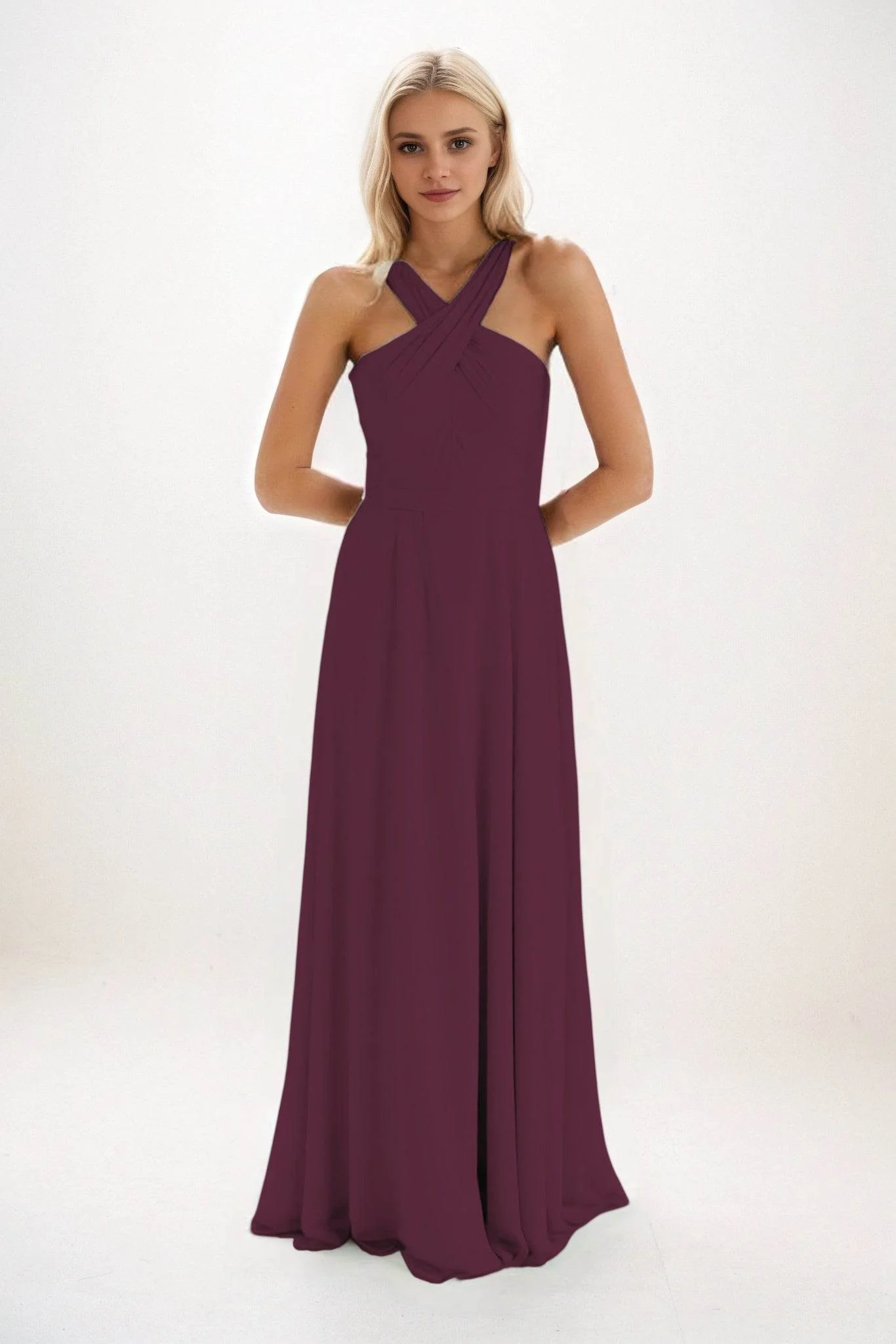 A-Line Maxi Chiffon Bridesmaid Dress CB0824