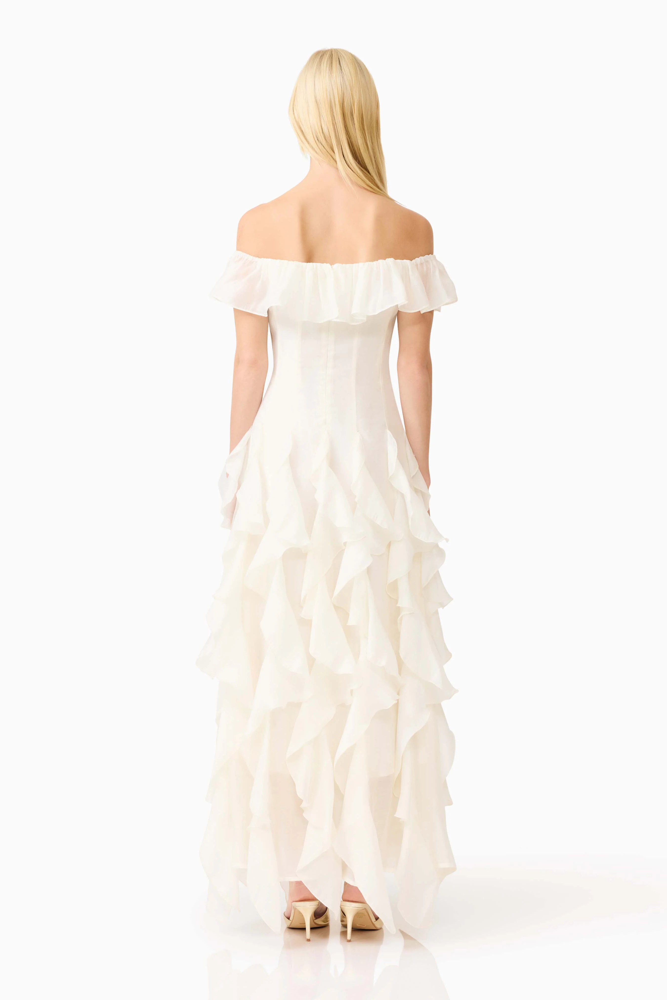 Yvette Off Shoulder Gown in White