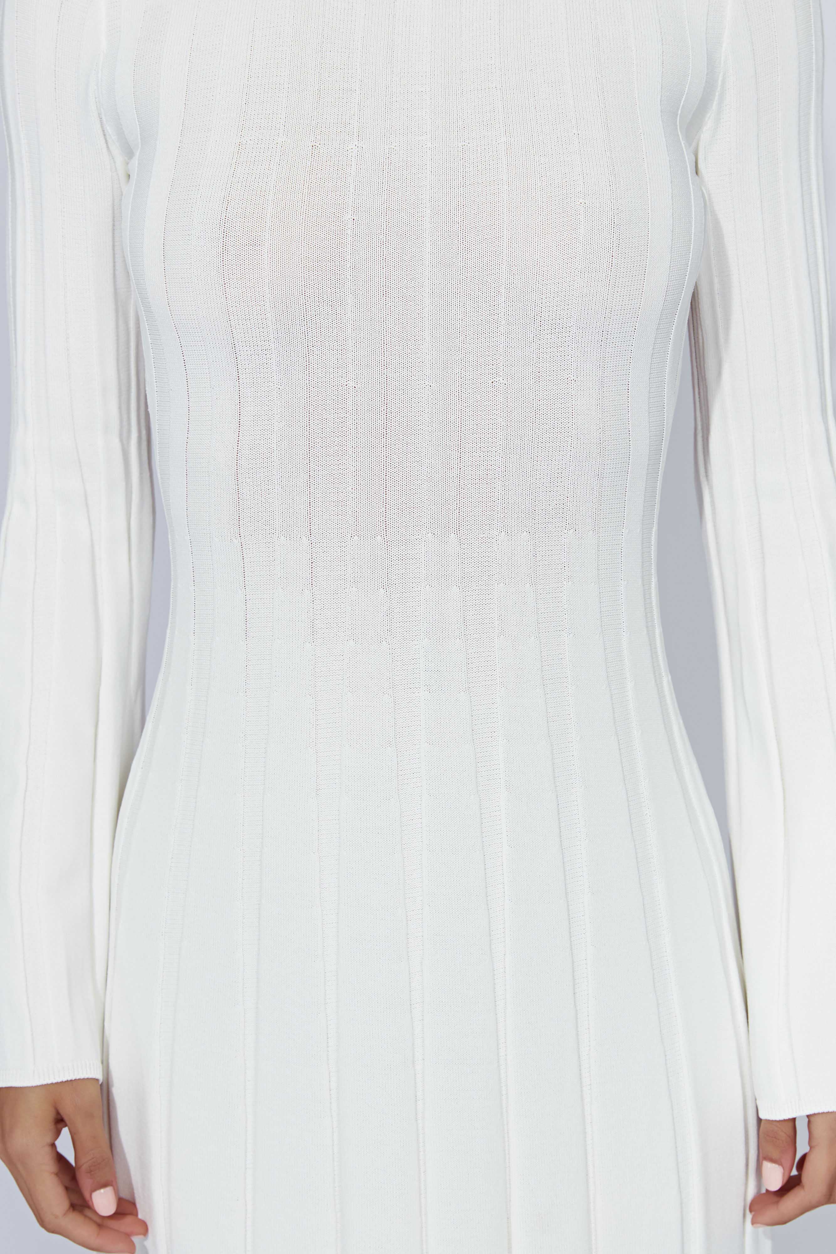 Juniper Flare Sleeve Knit Midi Dress - White - luluinthesky