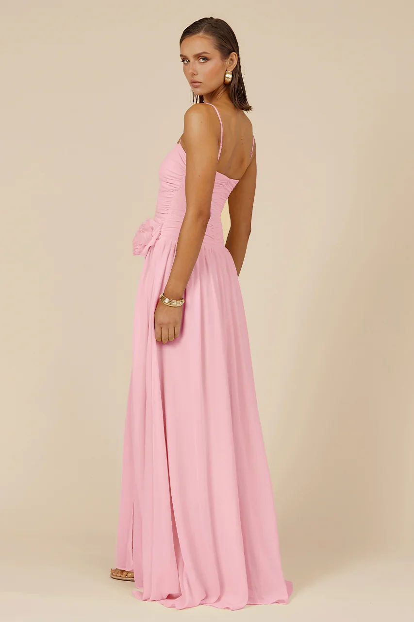 DANIKA SIDE SLIT MAXI DRESS - MUSK