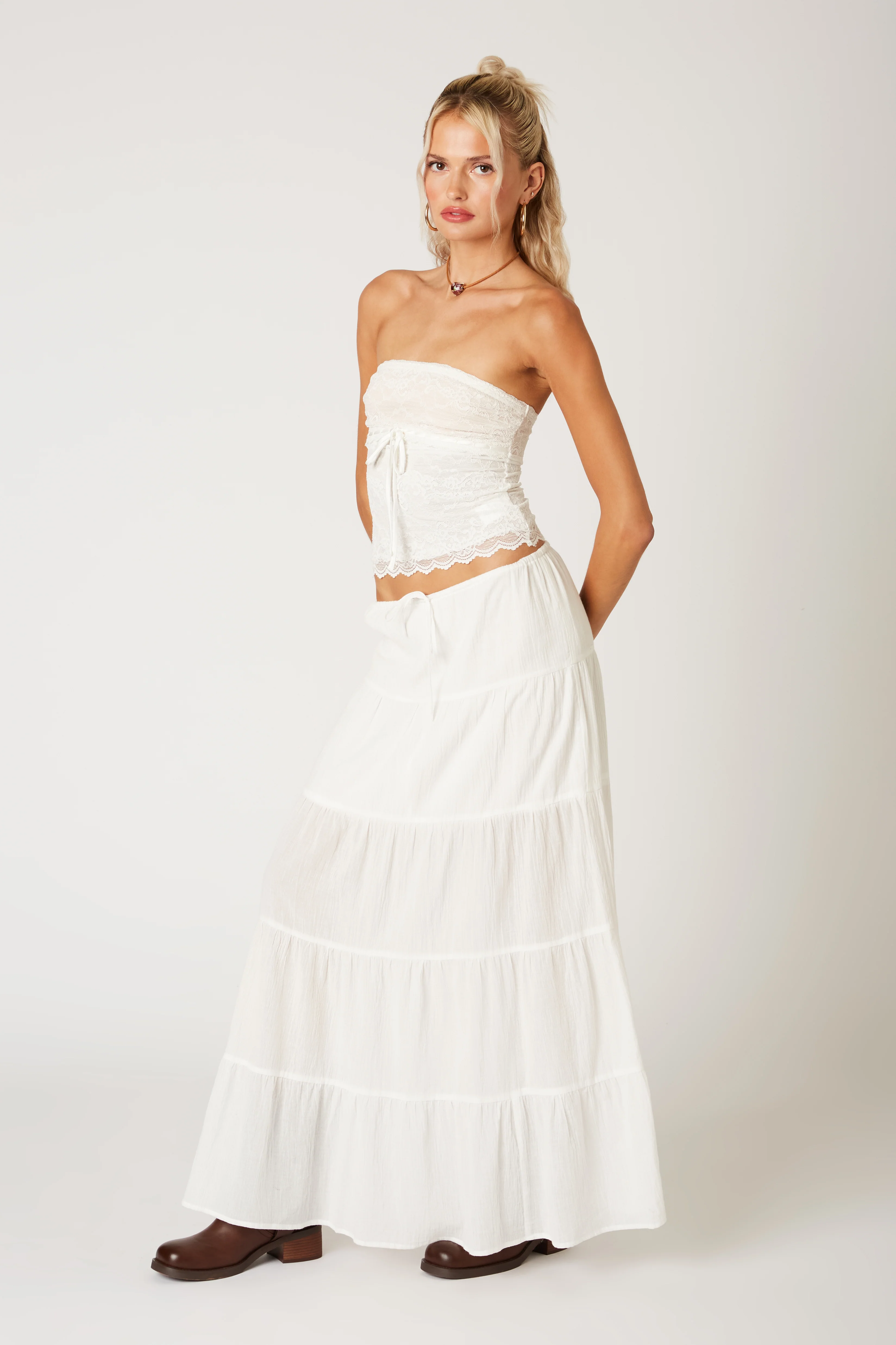 Cotton Tiered Maxi Skirt