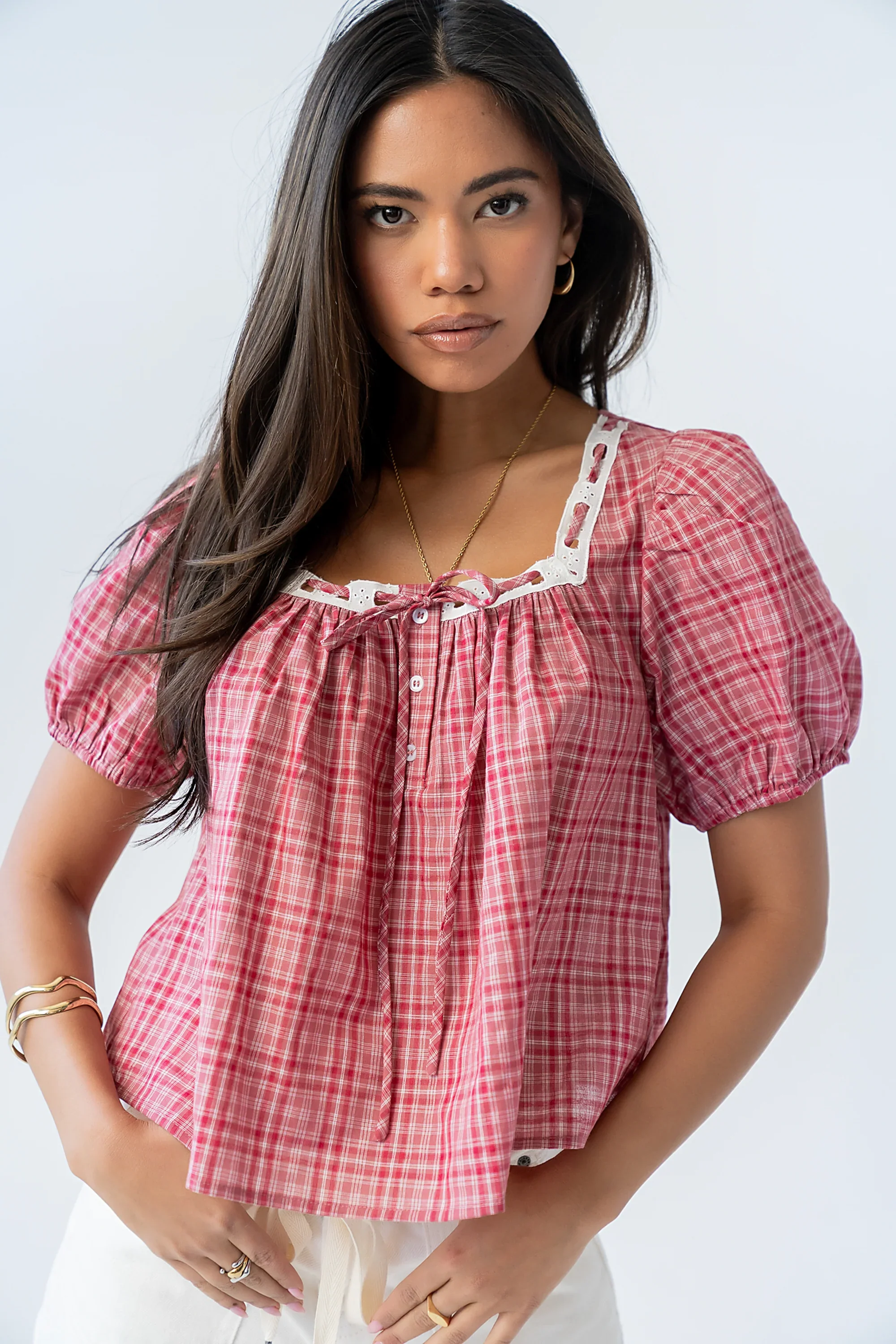Briana Plaid Blouse