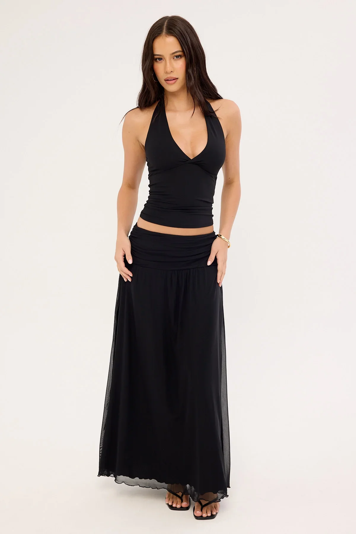 Luck & Trouble Miles Mesh Maxi Skirt Black