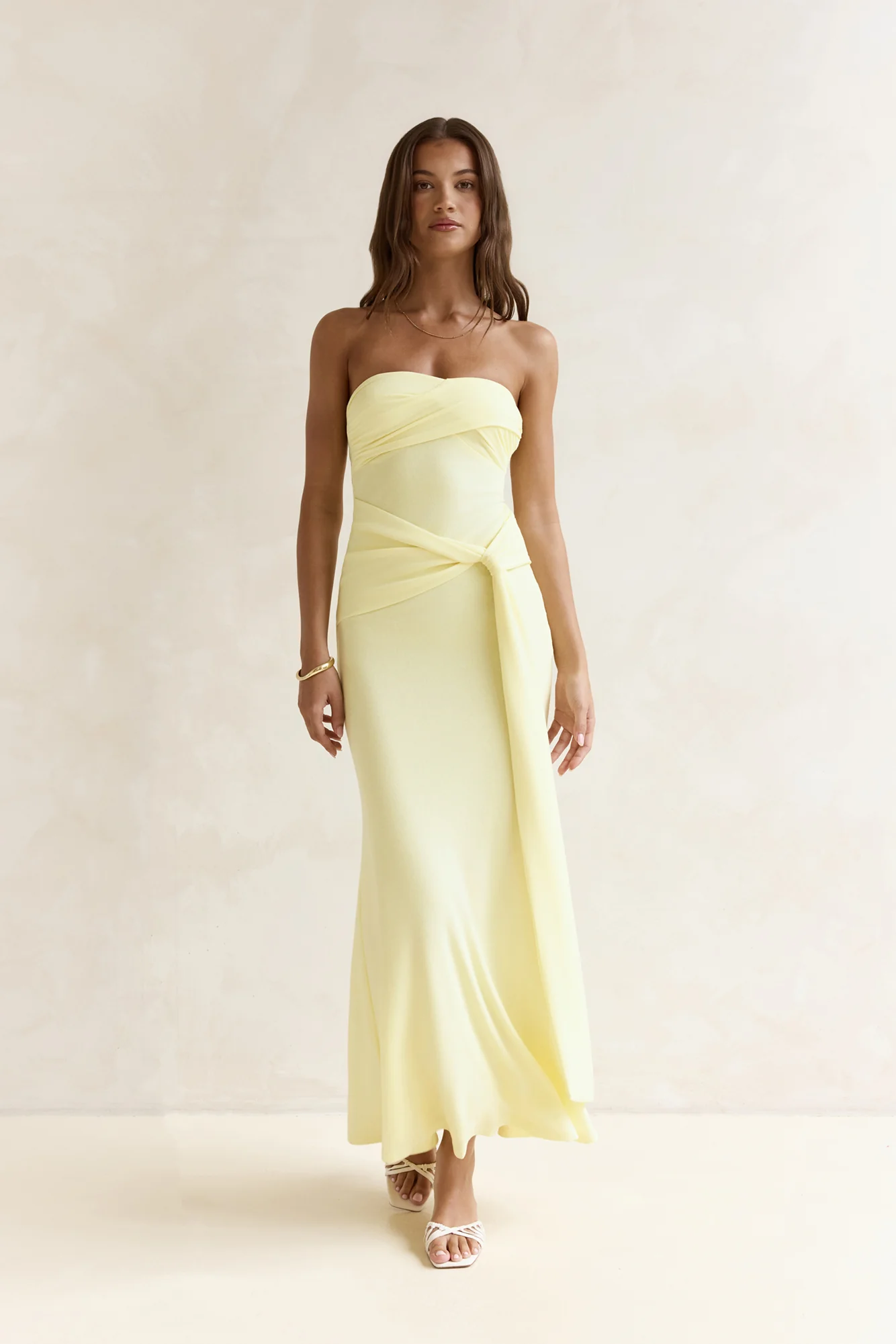 Follow You Strapless Maxi Dress Yellow - luluinthesky