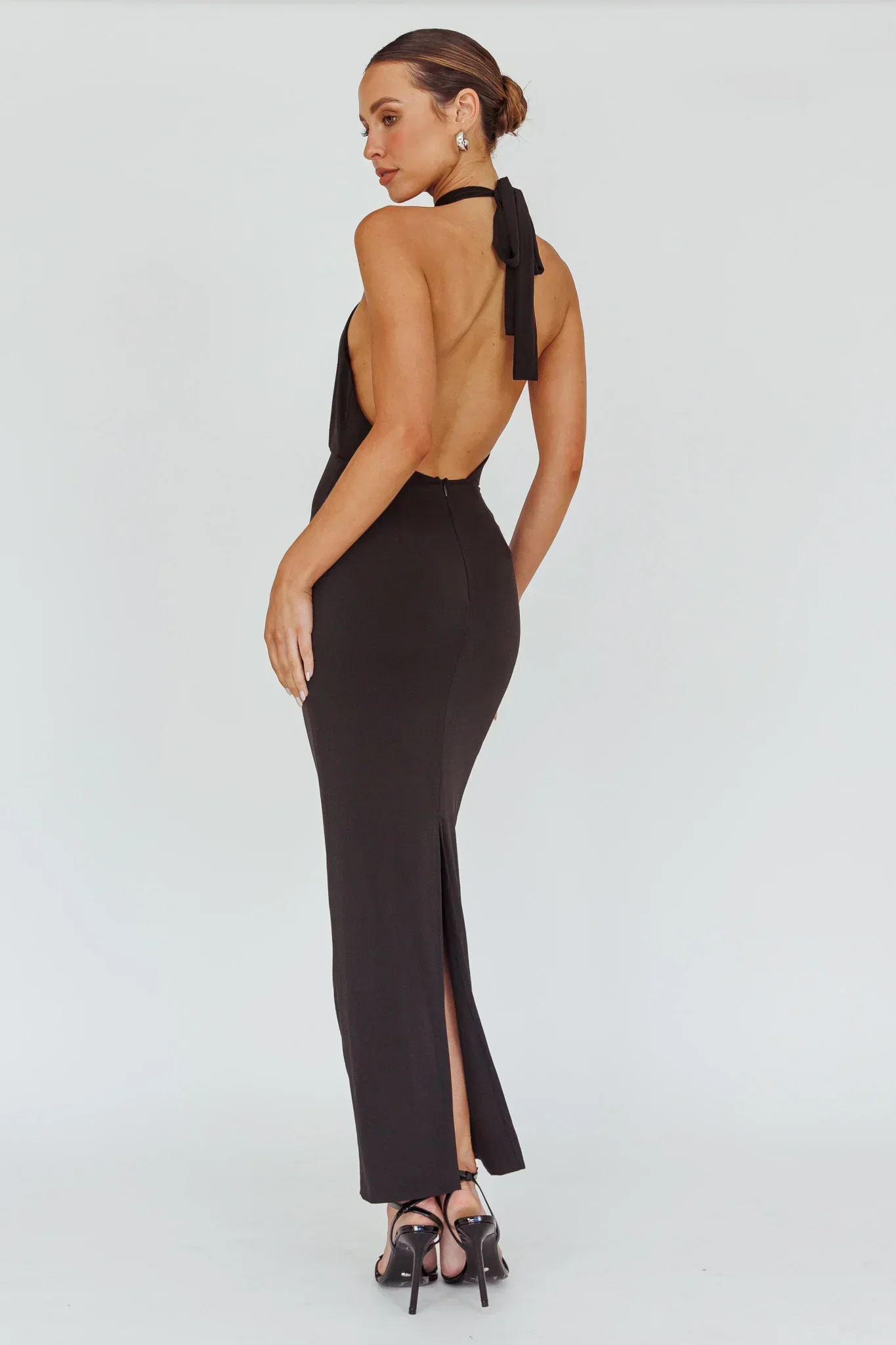 Simha Rose Halterneck Midi Dress Black