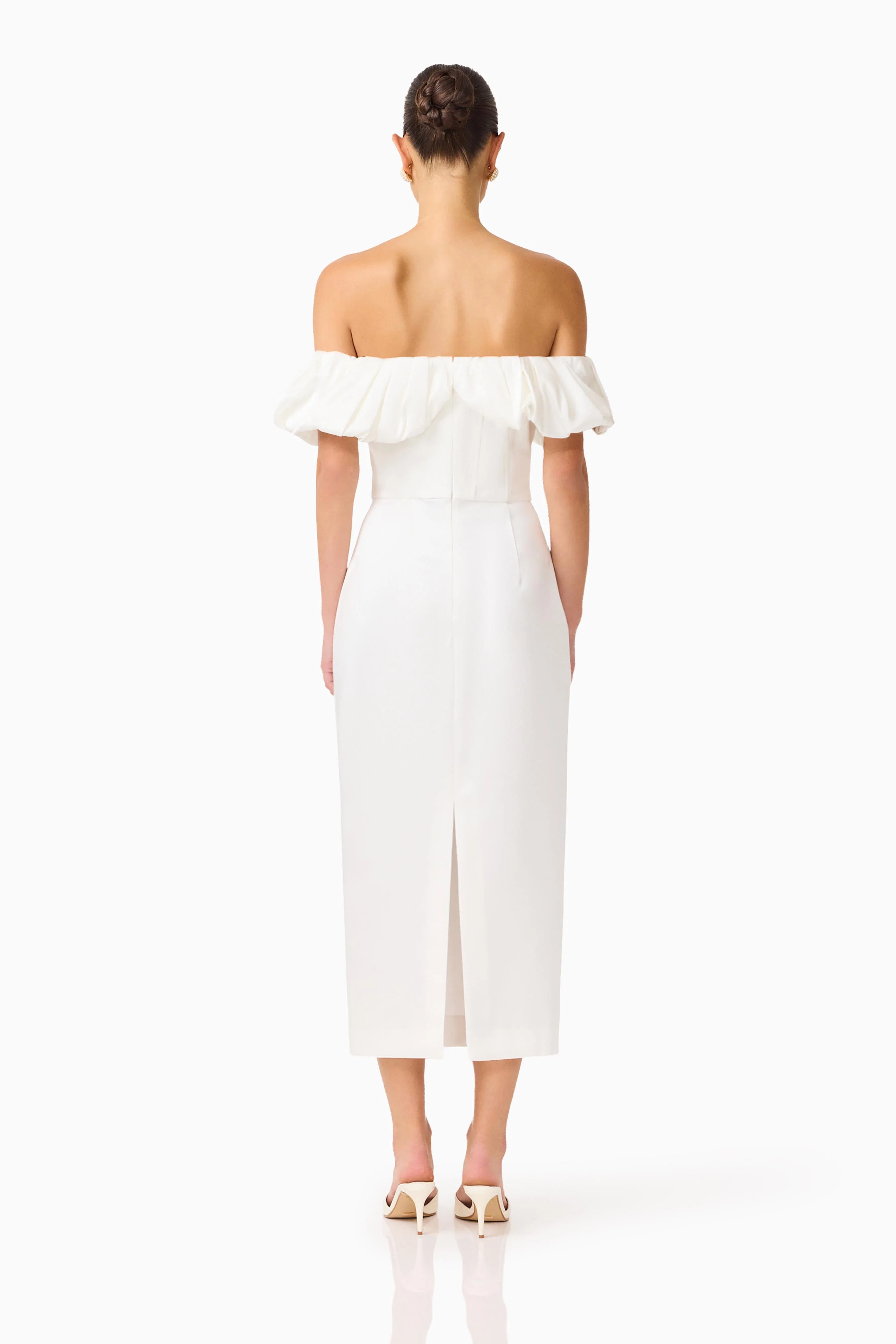 Espera Off Shoulder Midi Dress in White