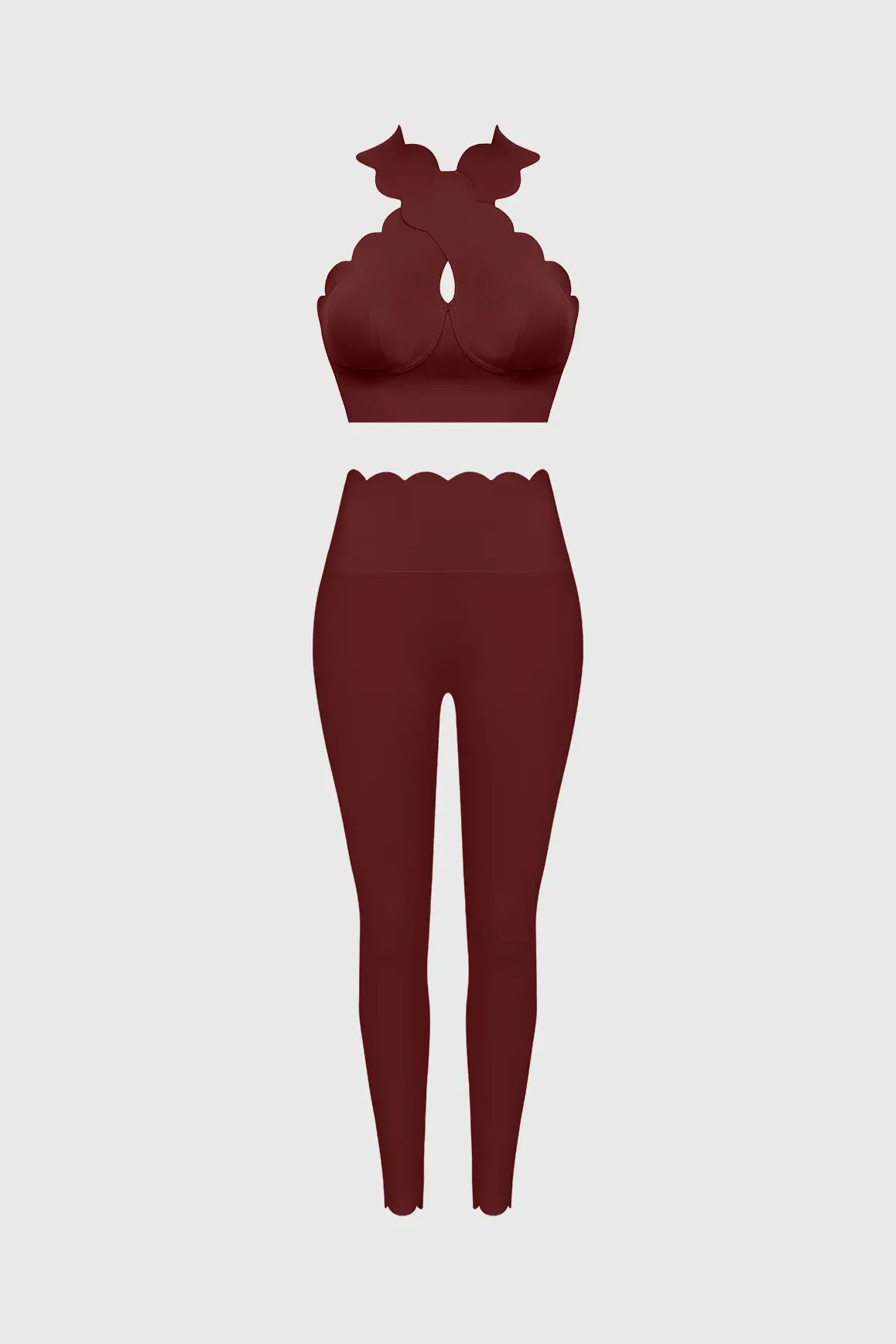 WISKII Crisscross Bra & High-Waist Scallop Scrunch Legging