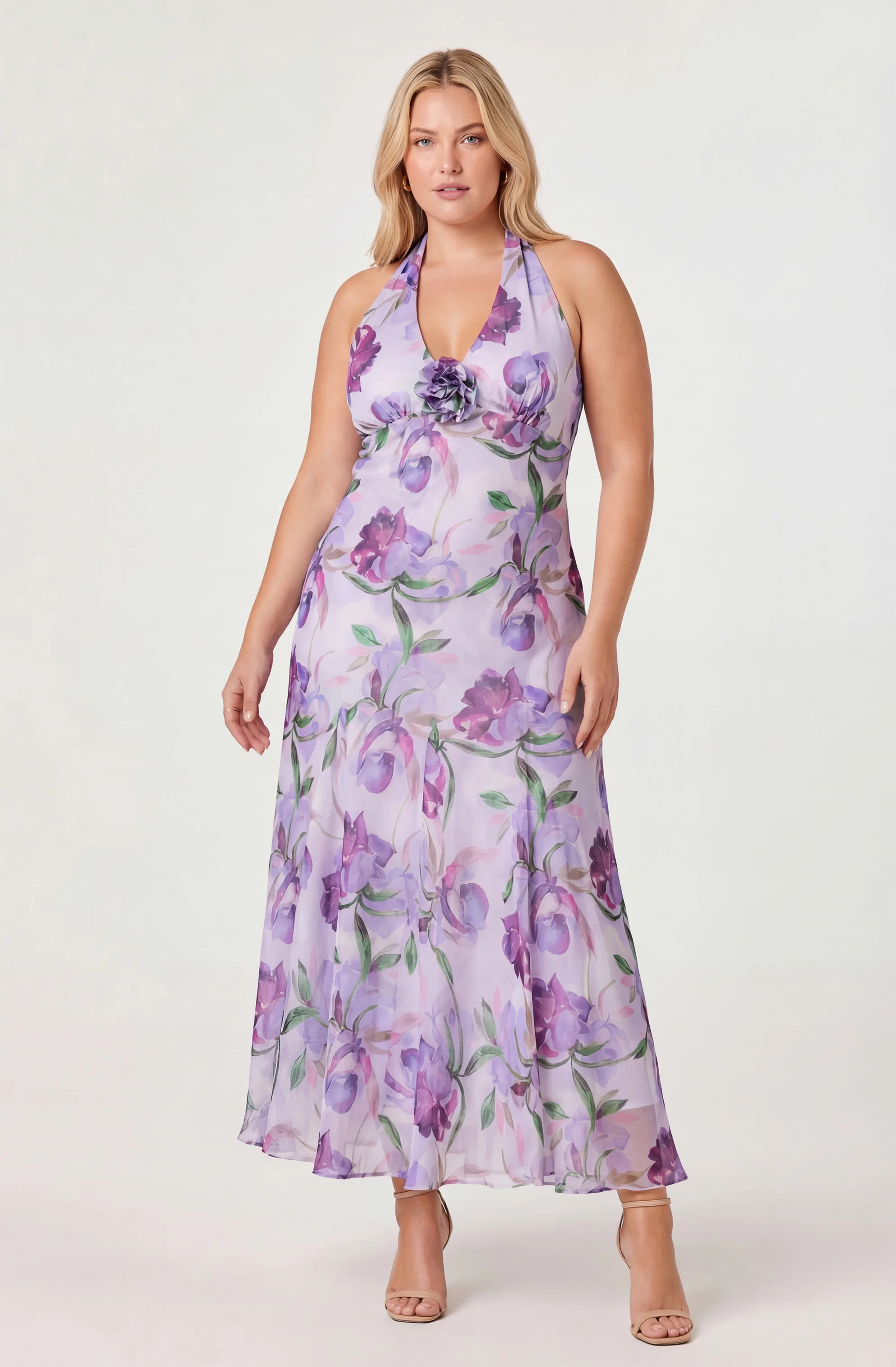 Yasmeen Floral Halter Godet Maxi Dress