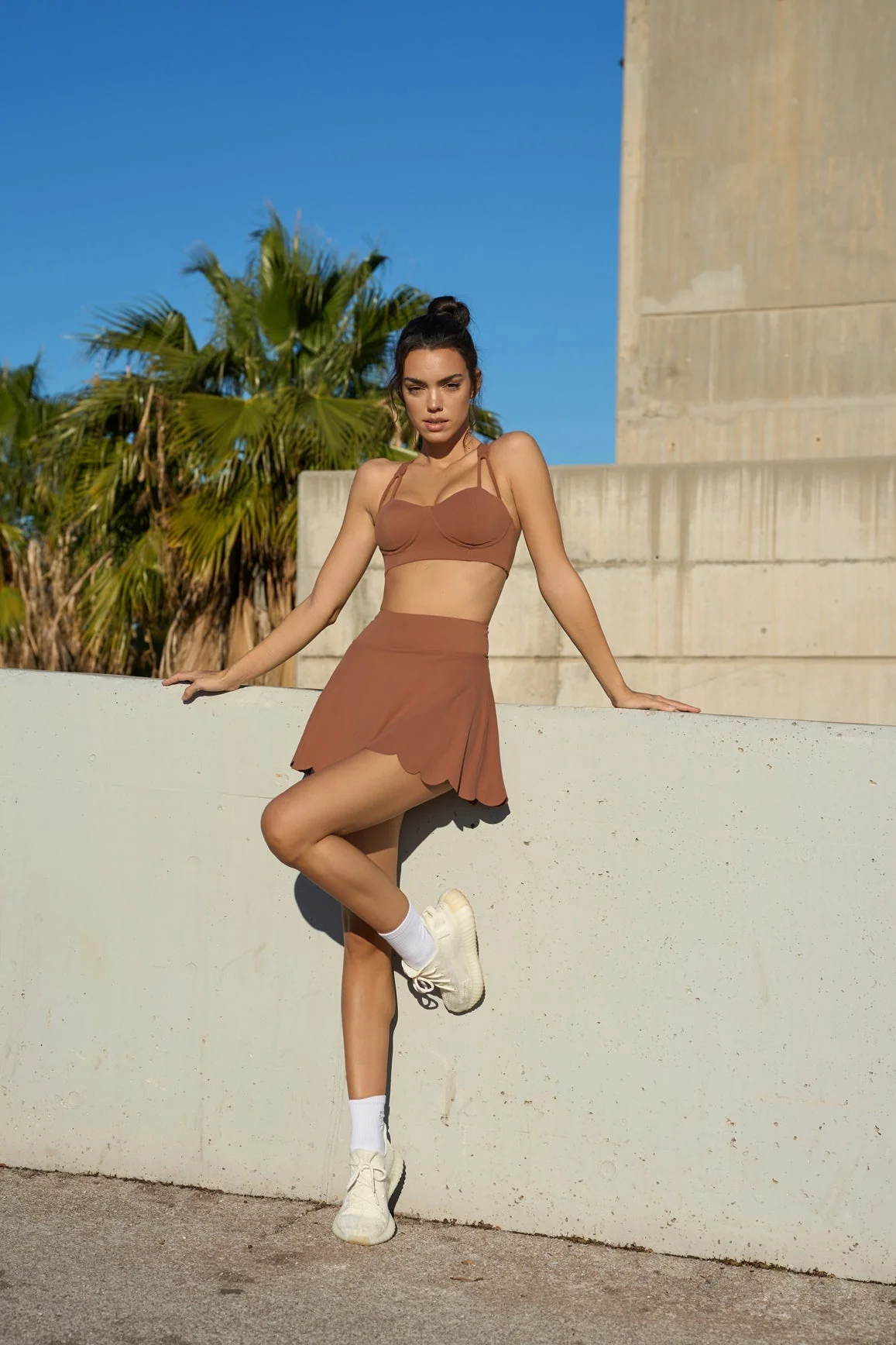 WISKII Strappy Bra & High-Waist A-line Tennis Skirt