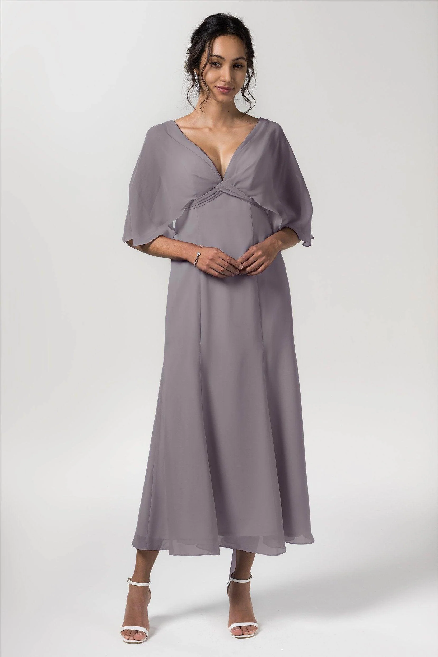 A-Line Tea Length Chiffon Bridesmaid Dress CB0553
