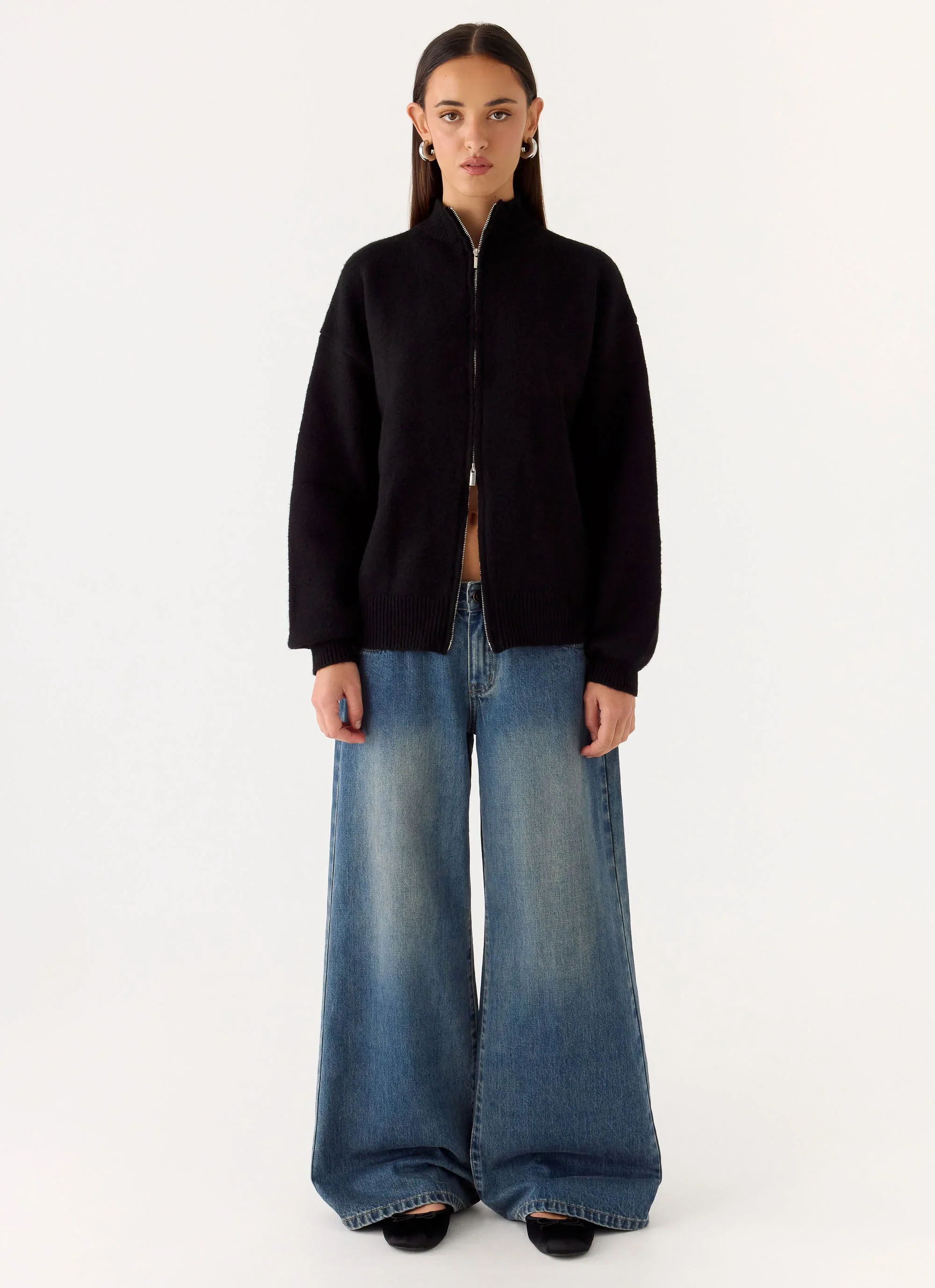 Davy Knit Zip Jacket - Black