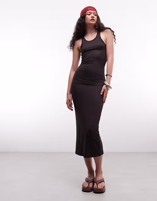 Weekday super soft jersey maxi dress in brown