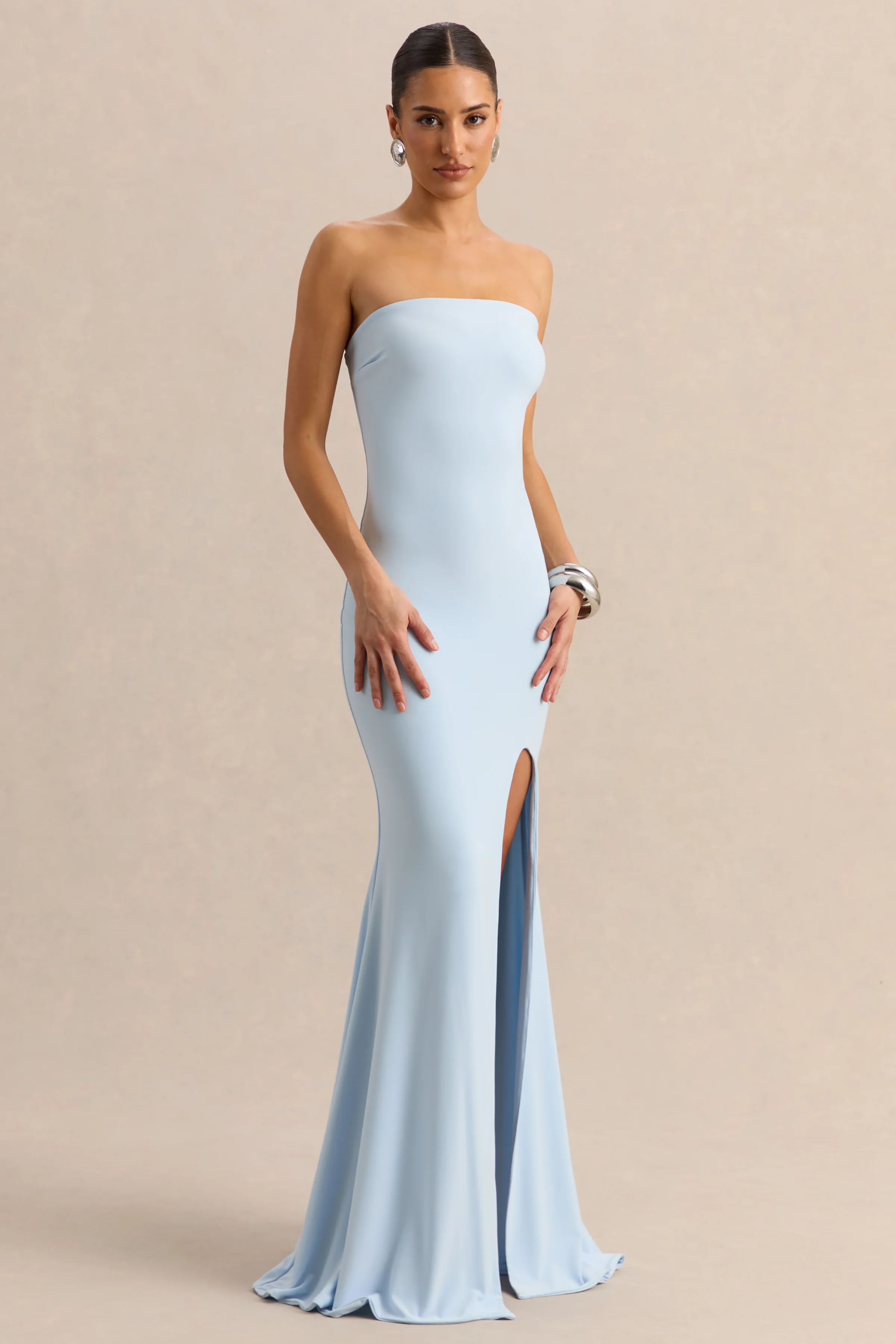 Melva | Powder Blue Bandeau Maxi Dress