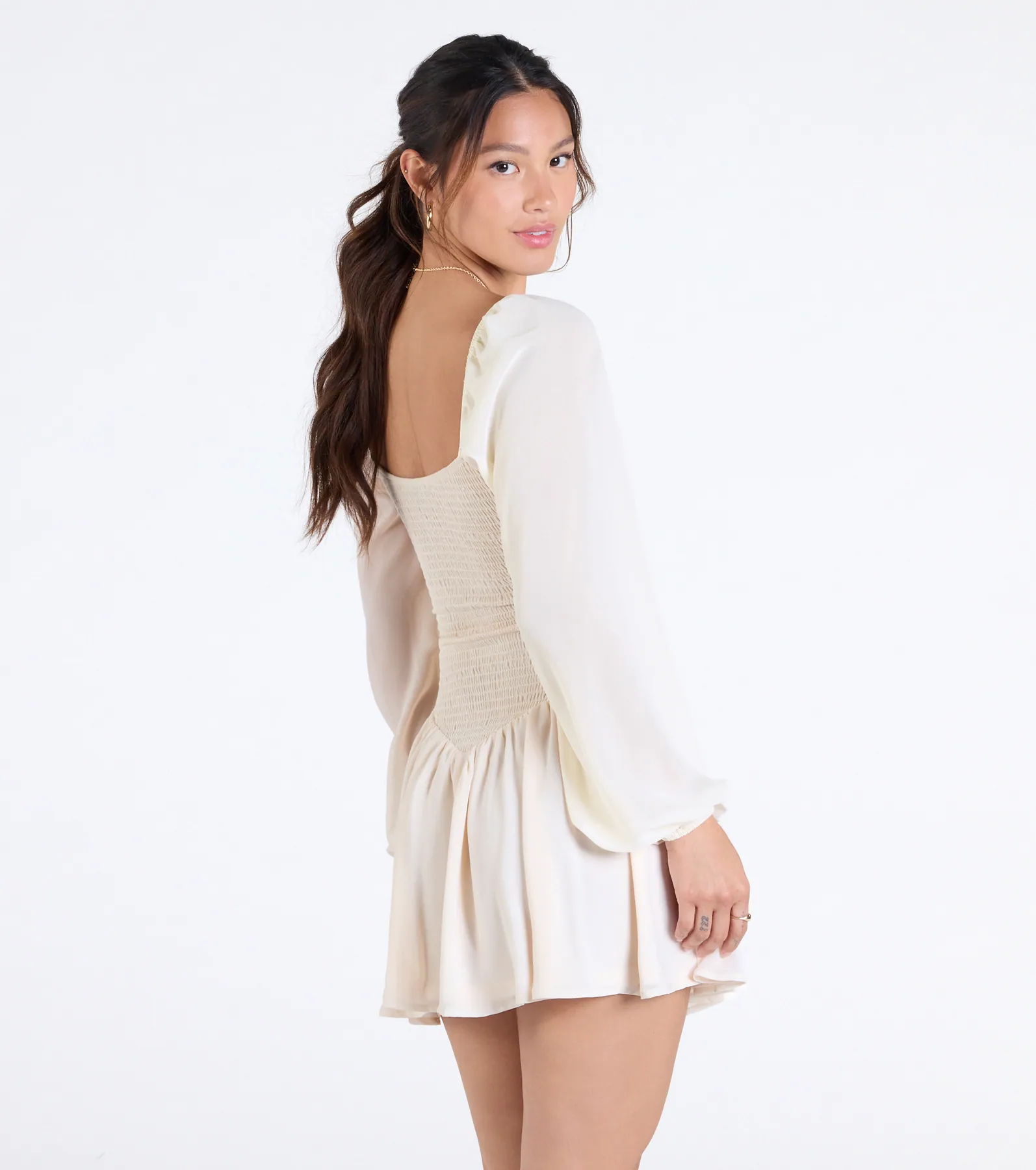 Perfect View Smocked Cutout Skater Dress