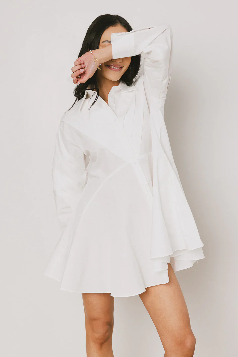 Juliet Collared Mini Dress in White