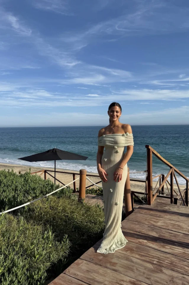 Brooke Off Shoulder Flower Knit Dress