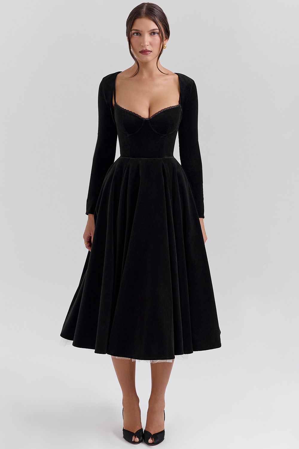 black velvet tulle midi dress + bolero