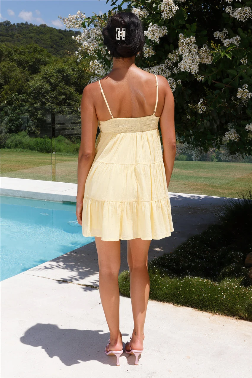 Salty Hair Mini Dress Yellow - luluinthesky