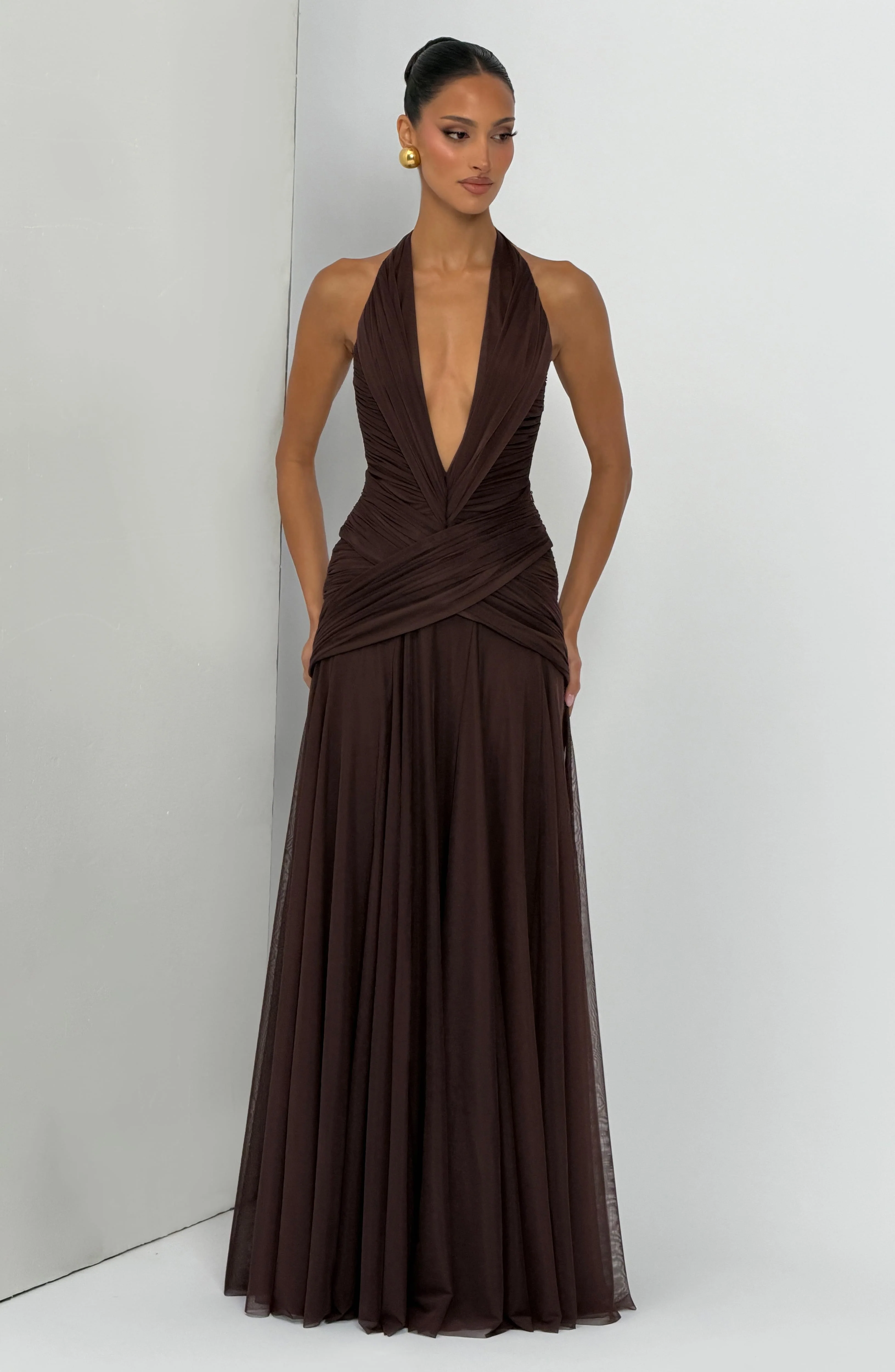 Cleo Maxi Dress - Plum Brown