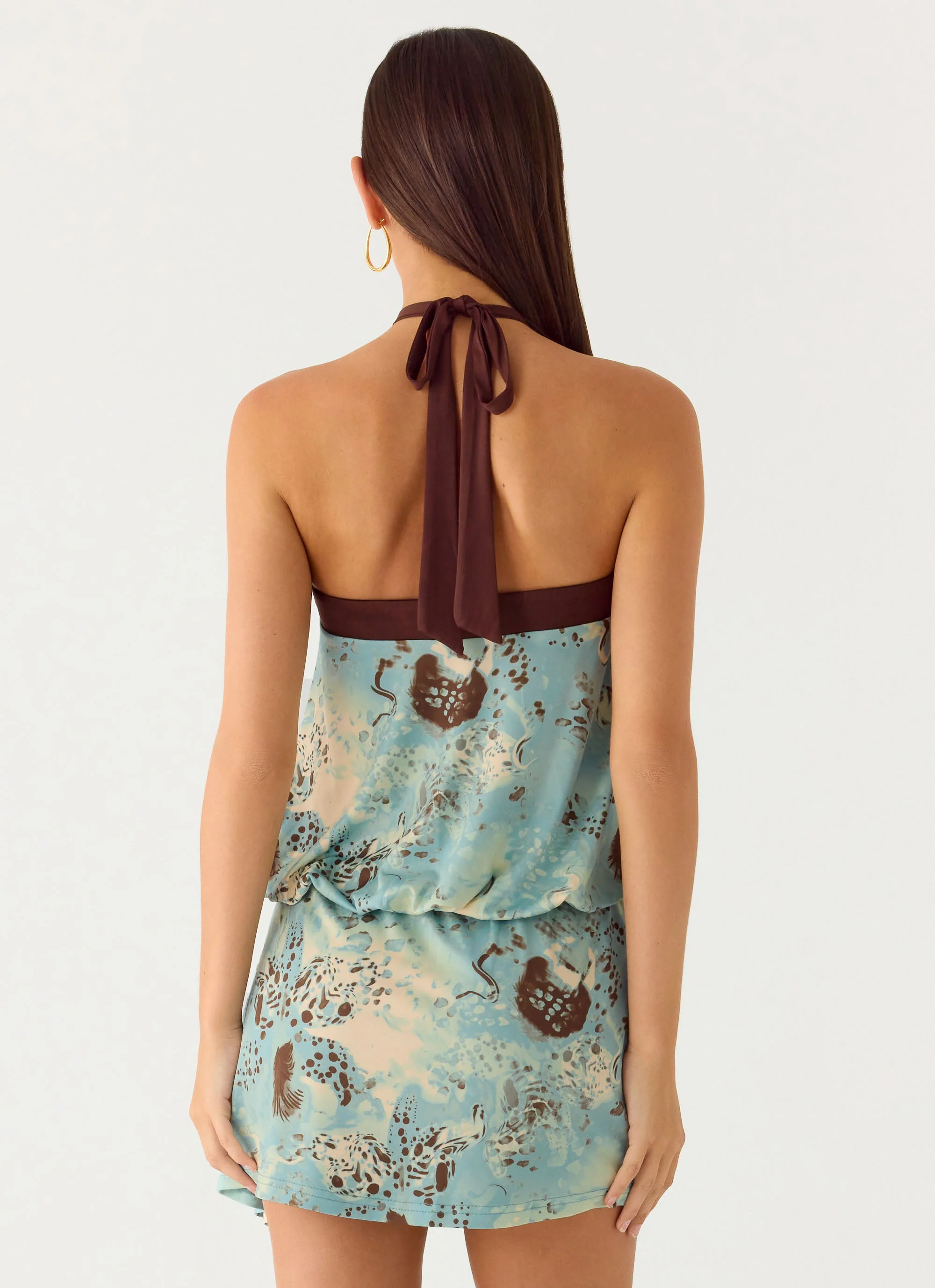 Switch Up Halter Mini Dress - Aqua Blur