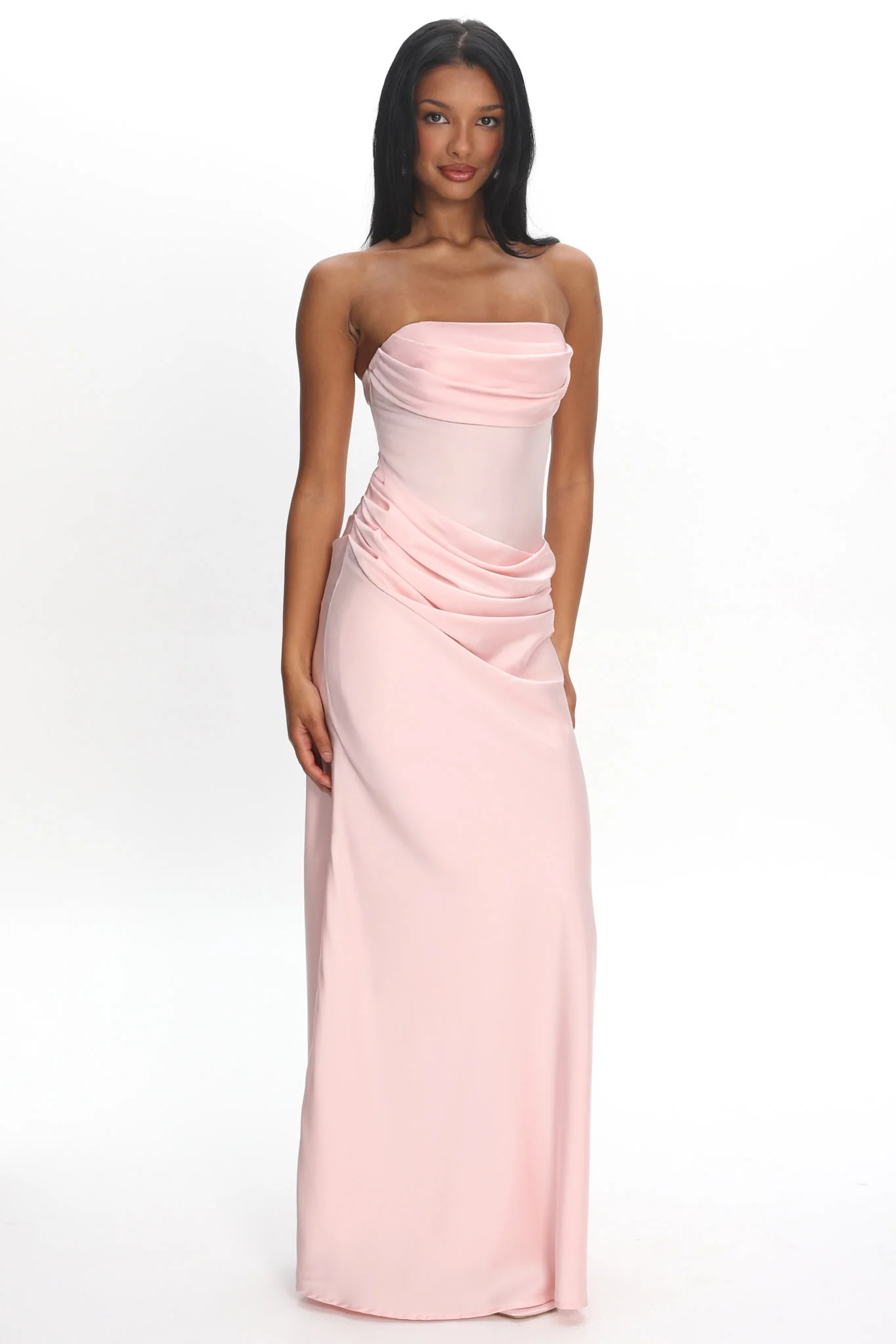 Unforgettable Day Drape Waist Strapless Maxi Dress Blush - luluinthesky