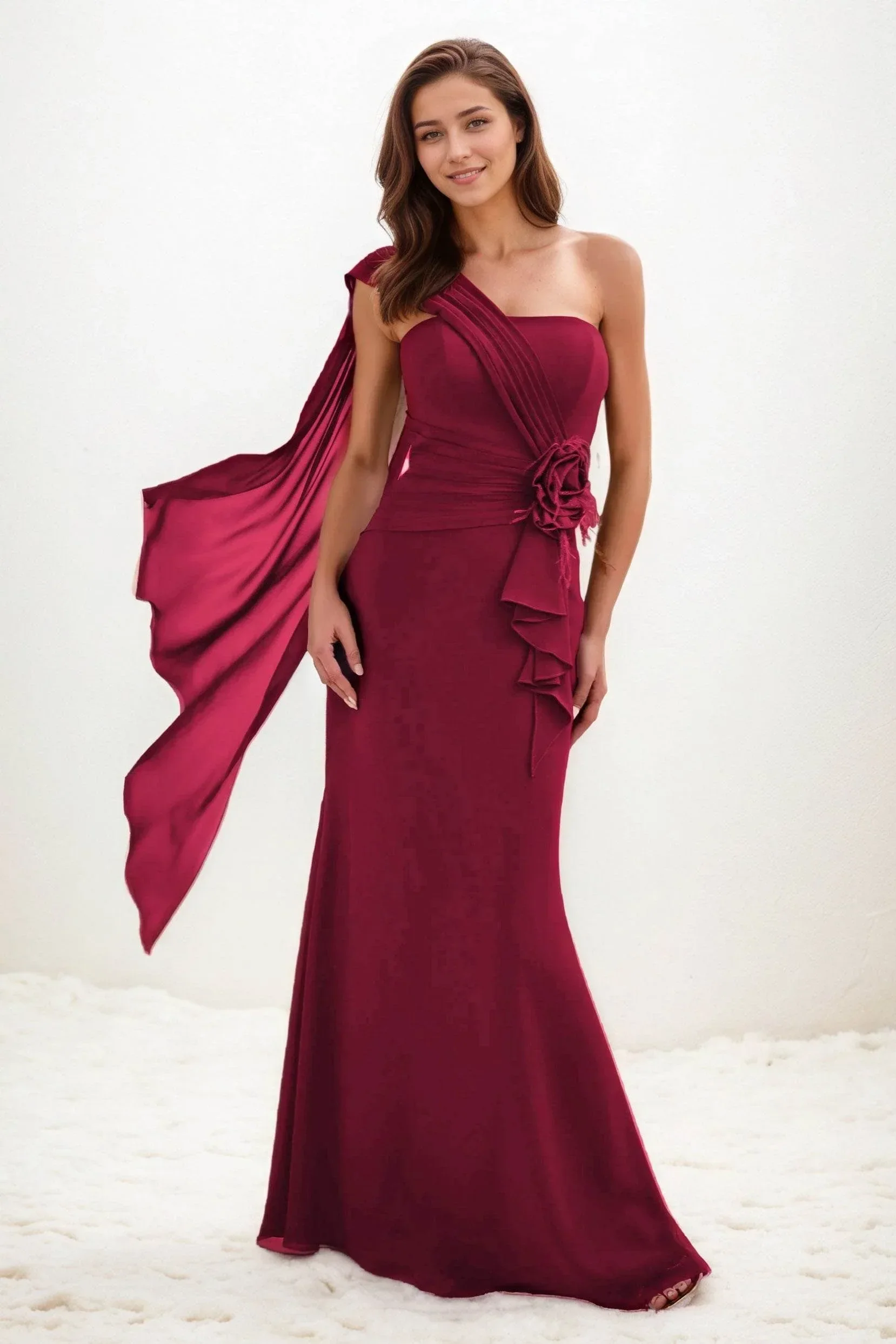 Trumpet-Mermaid Maxi Chiffon Wedding Guest Dress CG0289