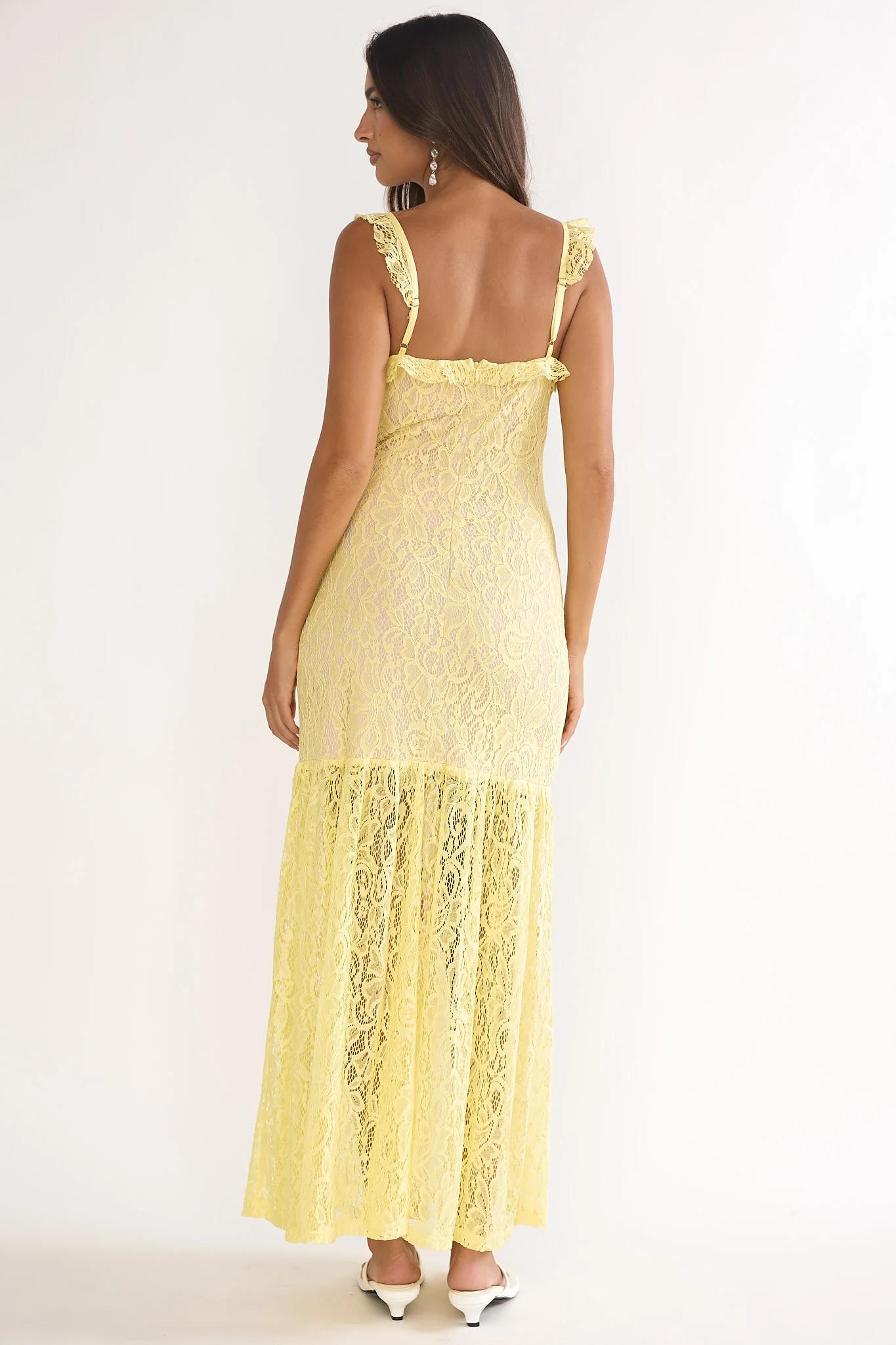 Noraya Lace Overlay Maxi Dress Lemon