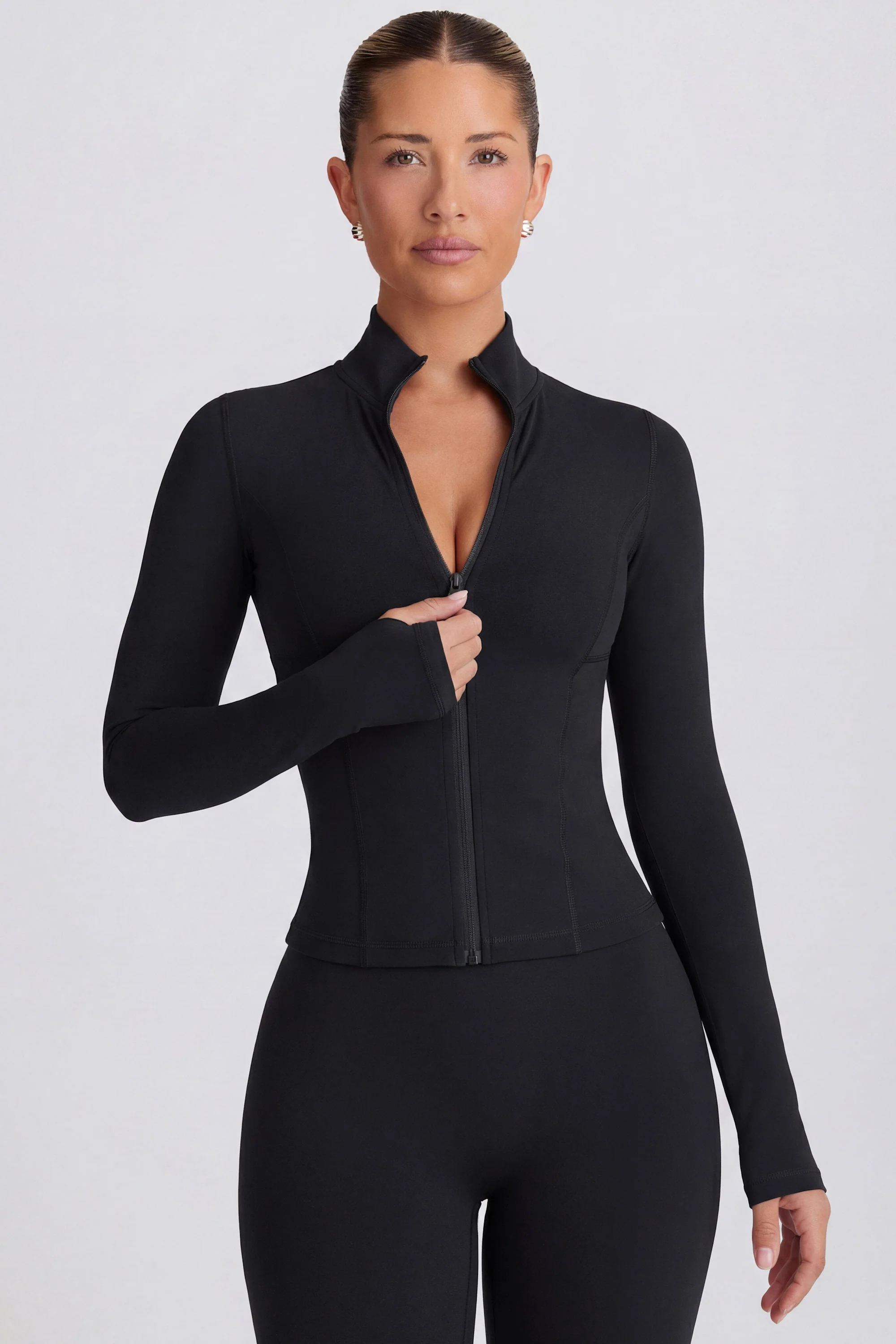 Soft Active Zip-Up Jacket in Black