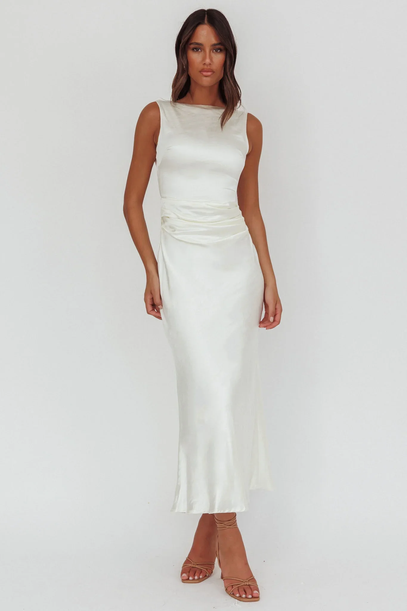 Helsi Pearl Back Midi Dress White
