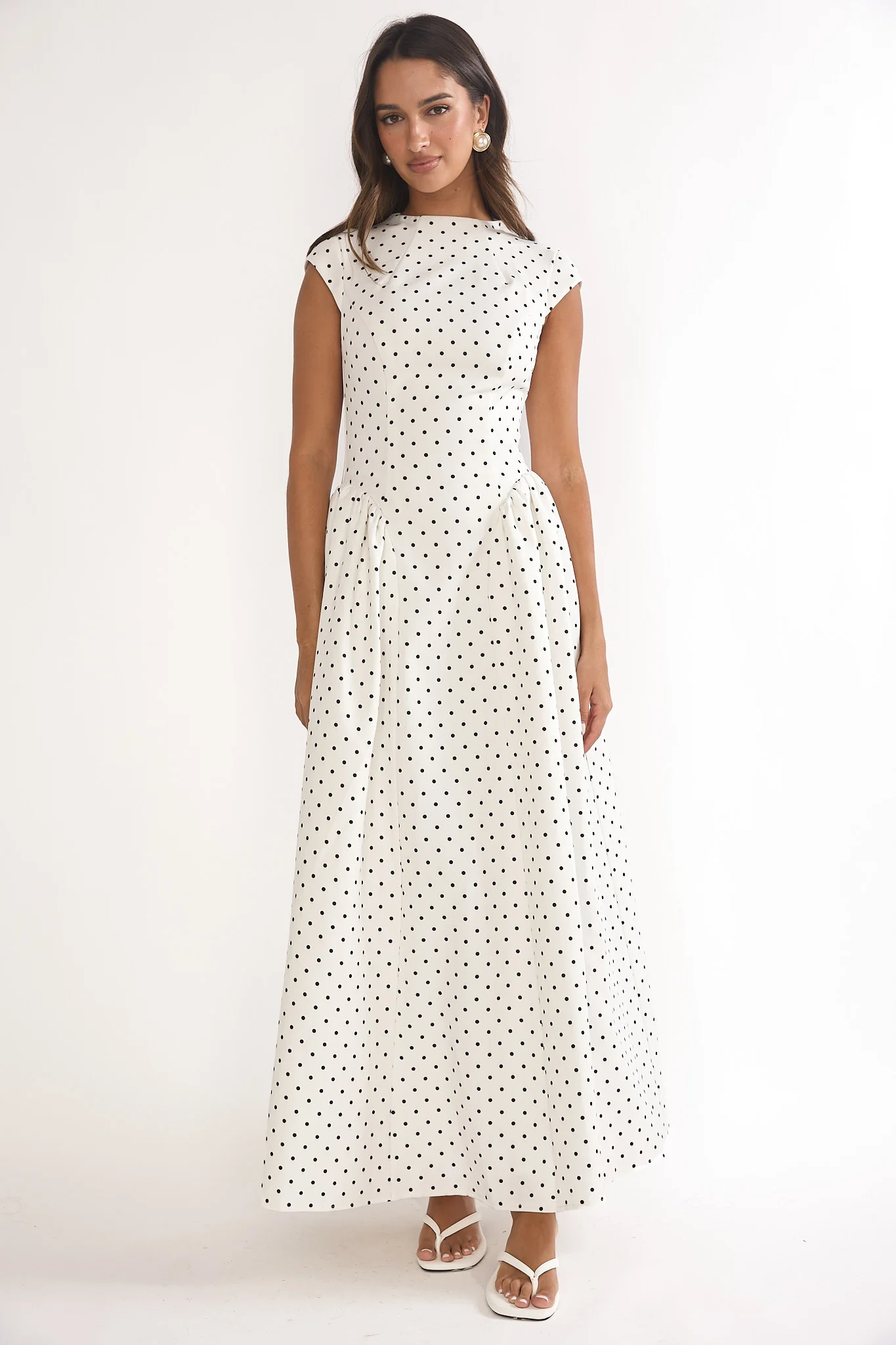 Lynnie Cap Sleeve Maxi Dress Polka Dot