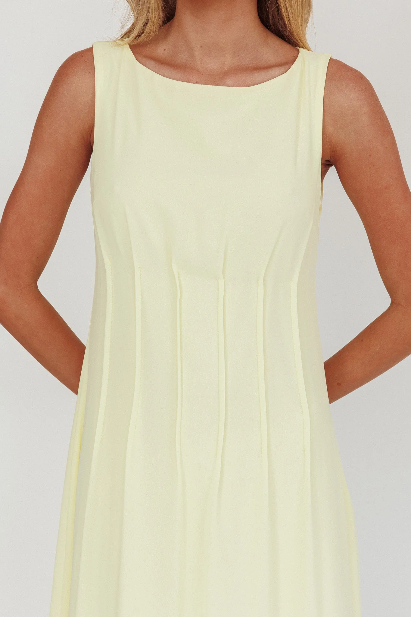 Karine Pintuck Pleat Maxi Dress Butter - luluinthesky