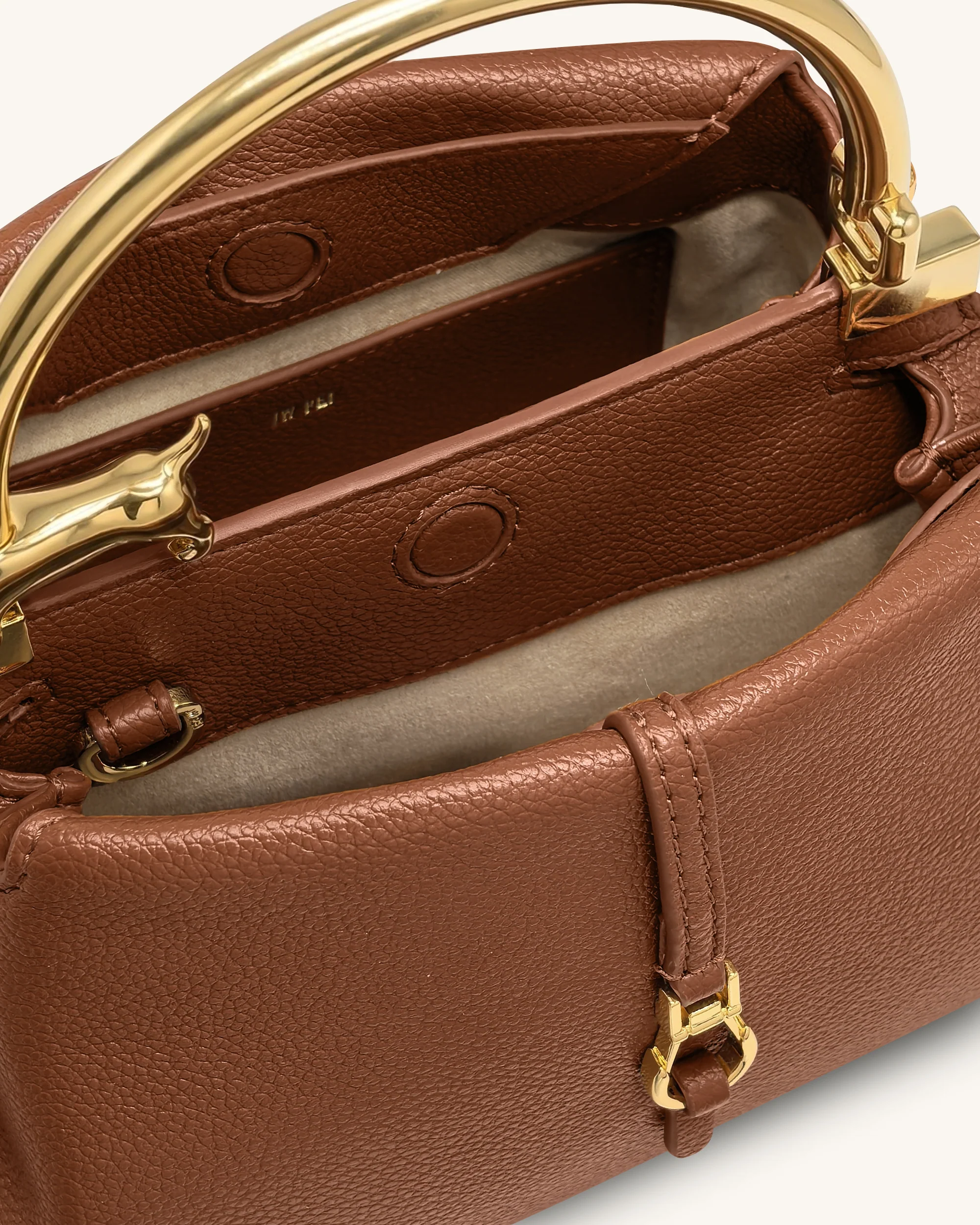 Bruna Dachshund Metal Handle Top Handle Bag - Brown