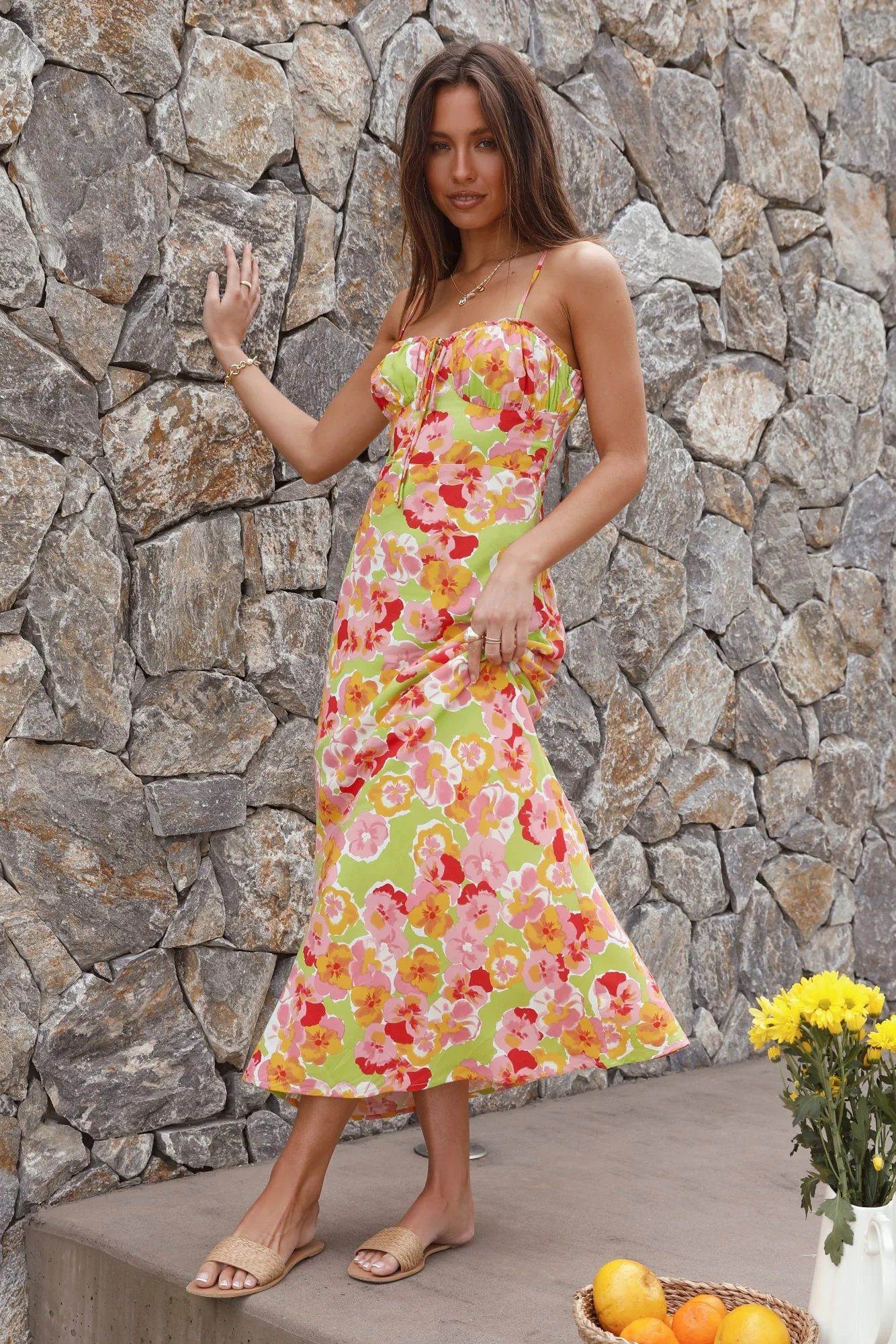 Berry Blossom Midi Dress Pink