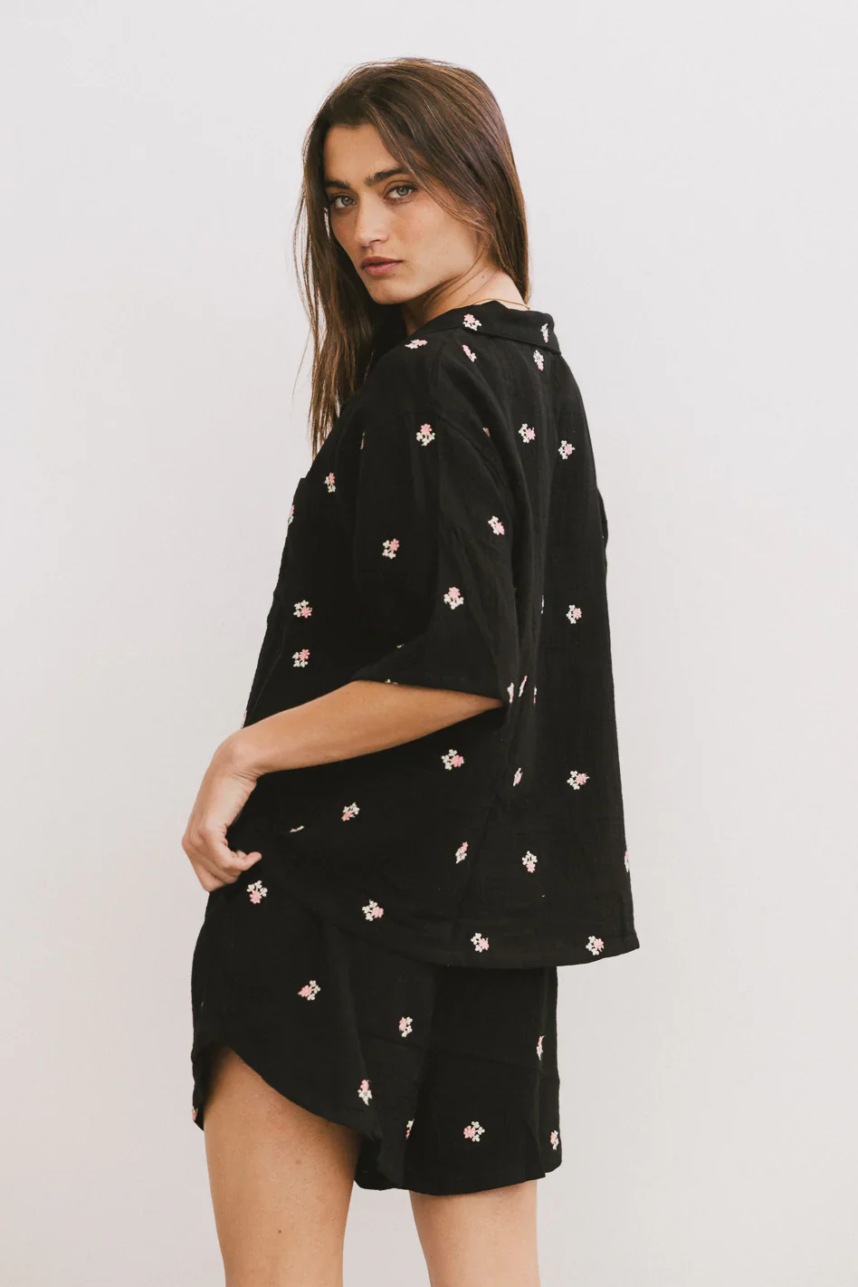 Elia Floral Blouse in Black