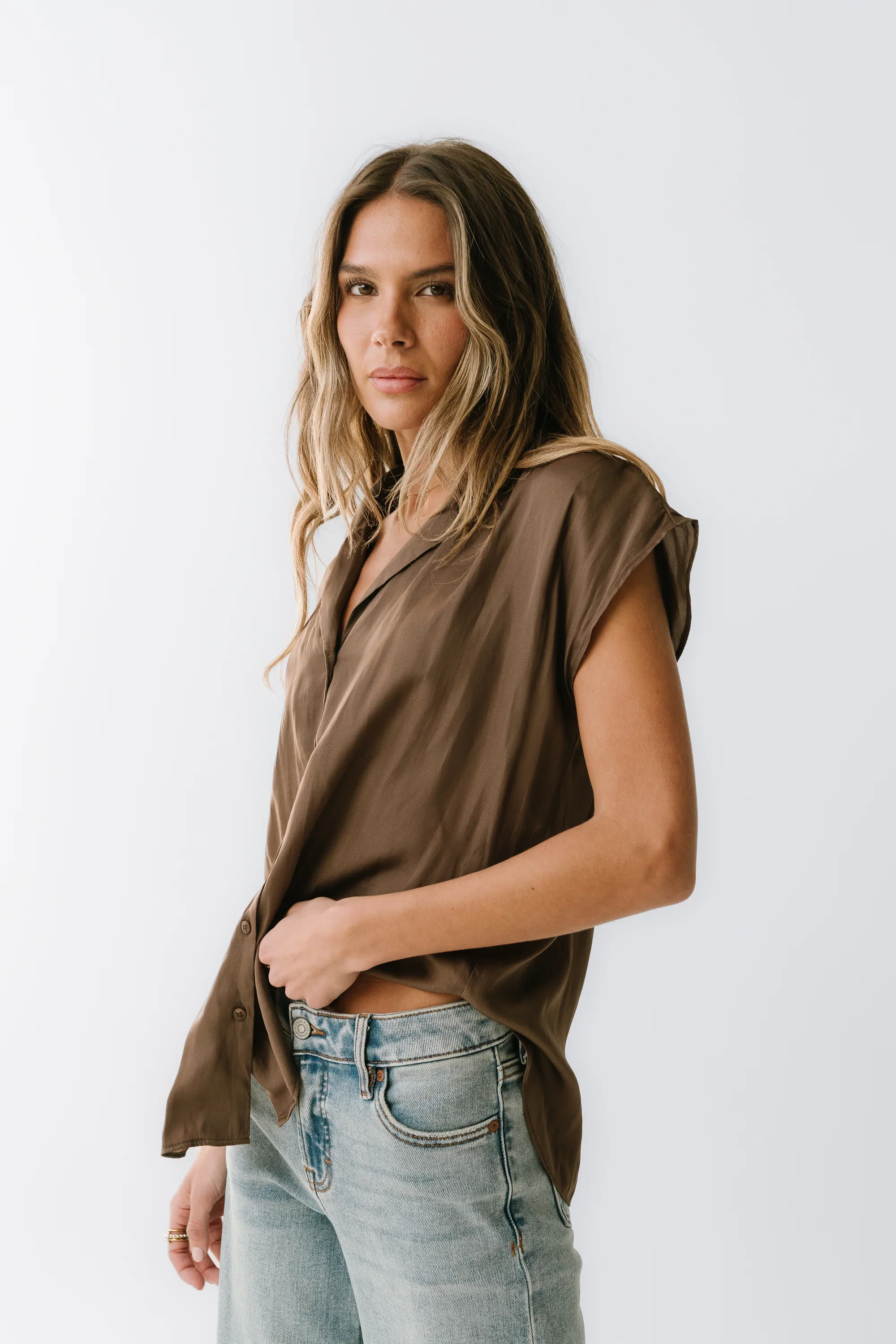 Poppy Collared Blouse in Brown
