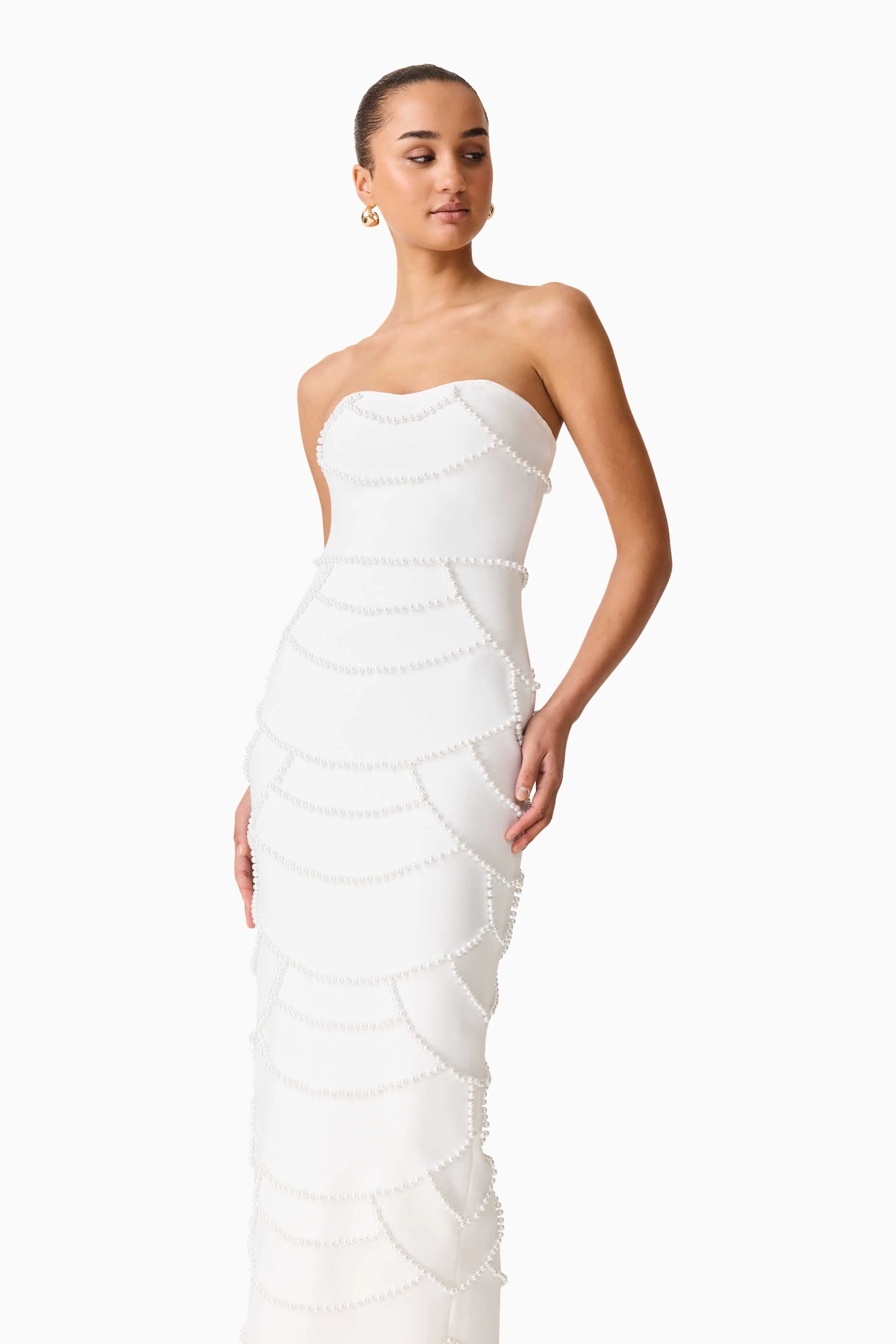Lucine Strapless Gown in White