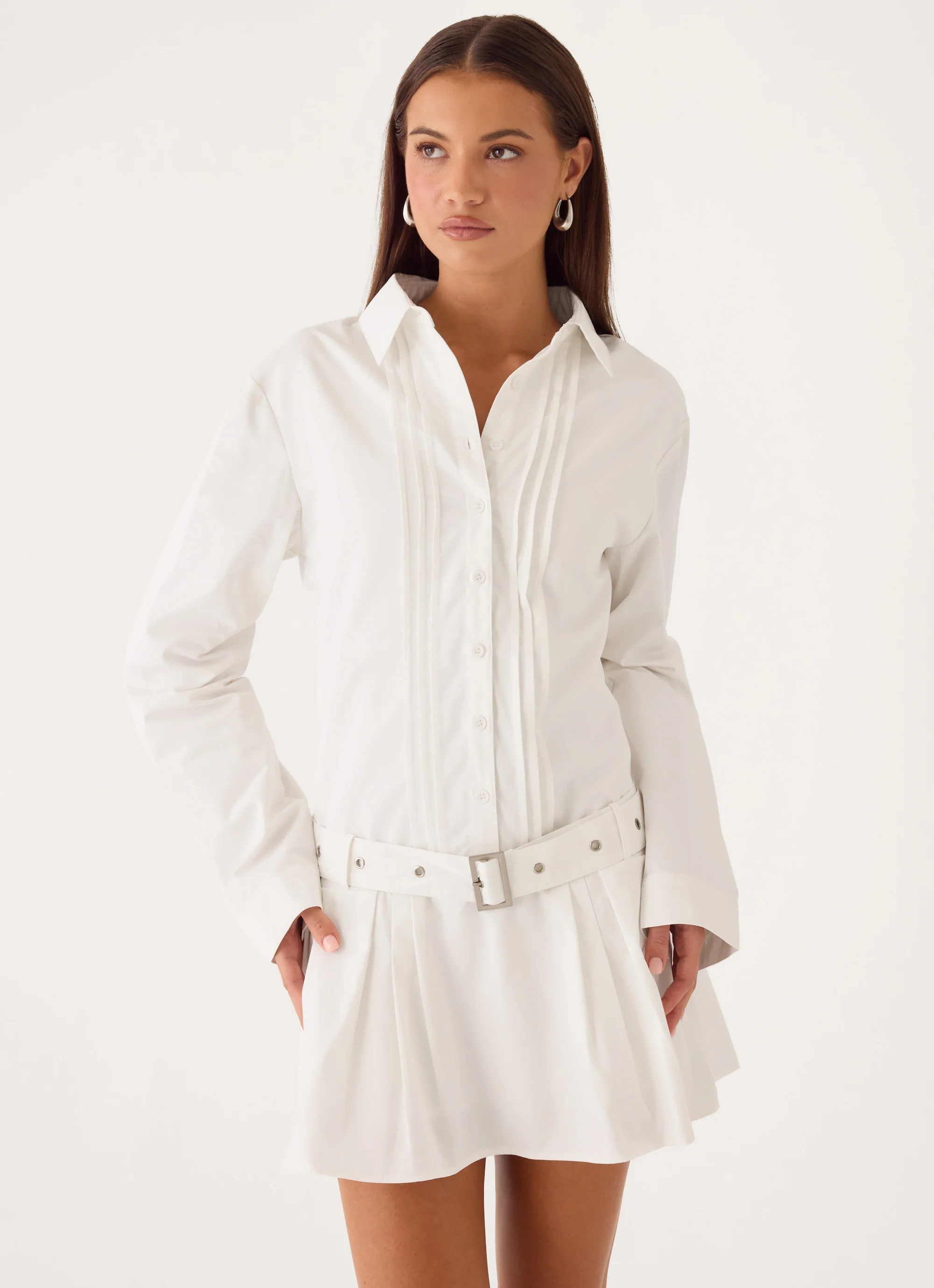 Calipso Shirt Dress - White - luluinthesky