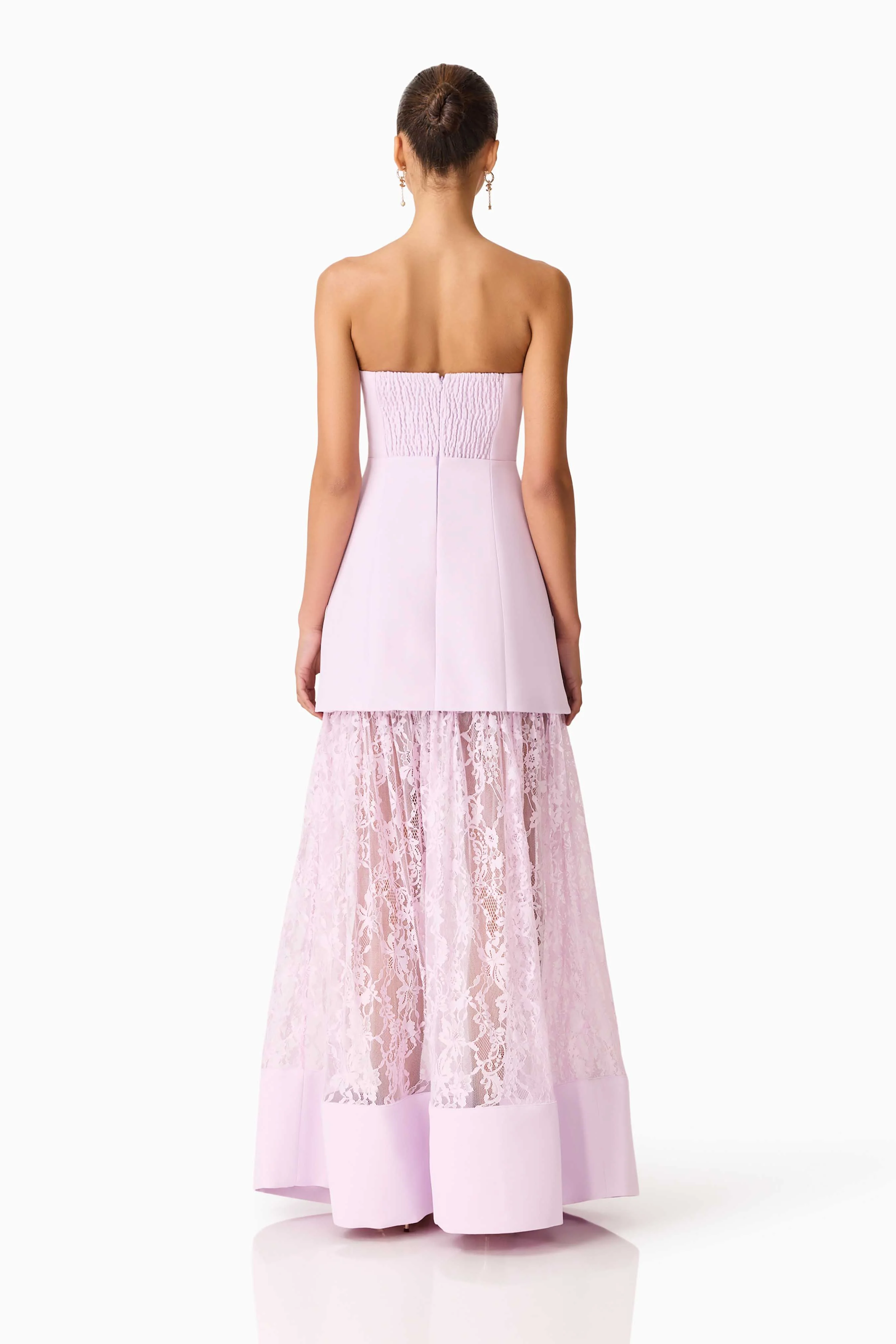 Saphine Strapless Lace Gown in Pink