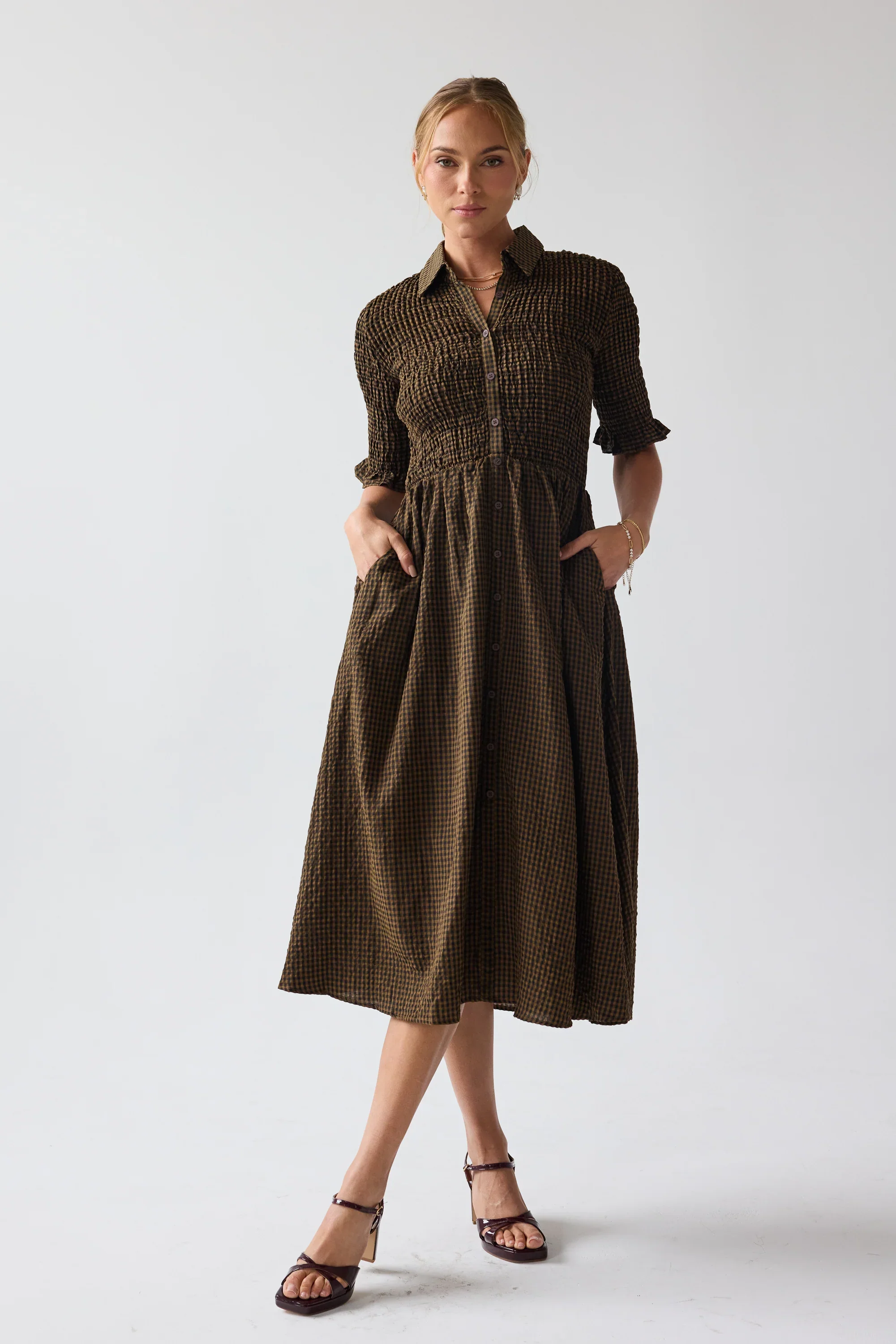 Jonas Gingham Midi Dress