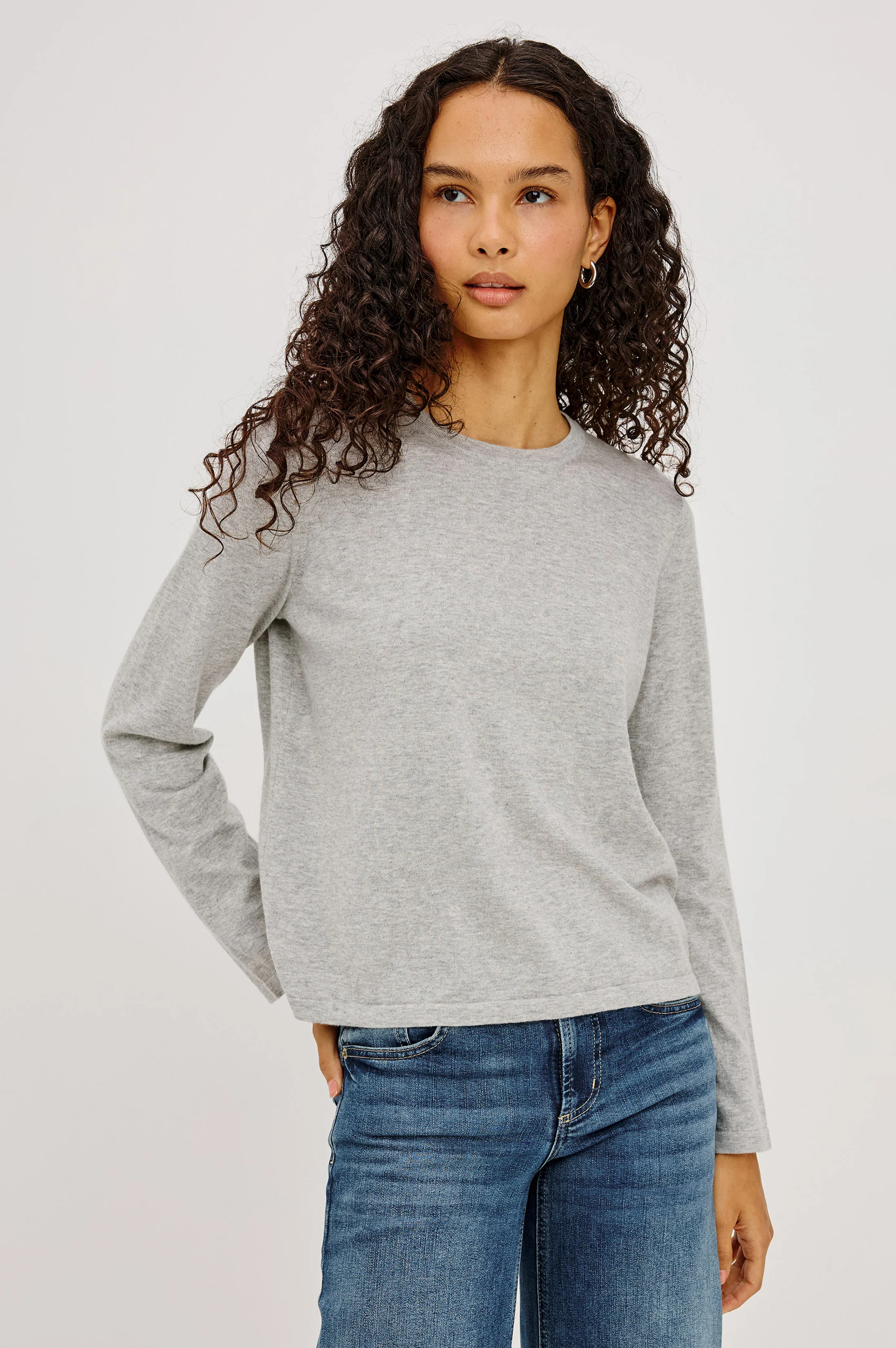 Cotton Cashmere Long Sleeve T-Shirt - Heather Grey