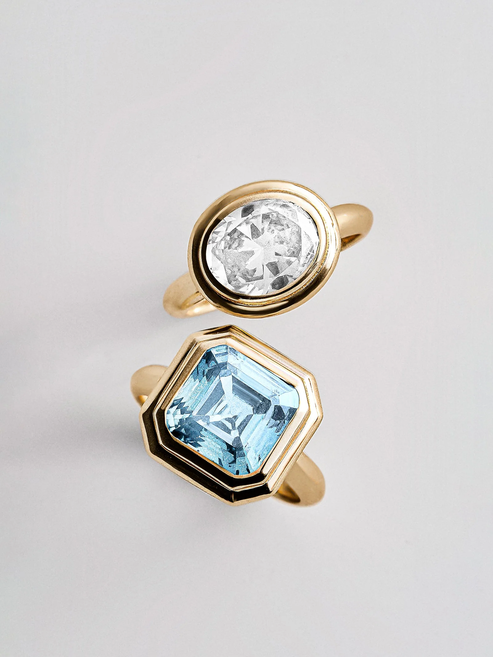 Gold Etched Bezel Custom Birthstone Ring - Crystal