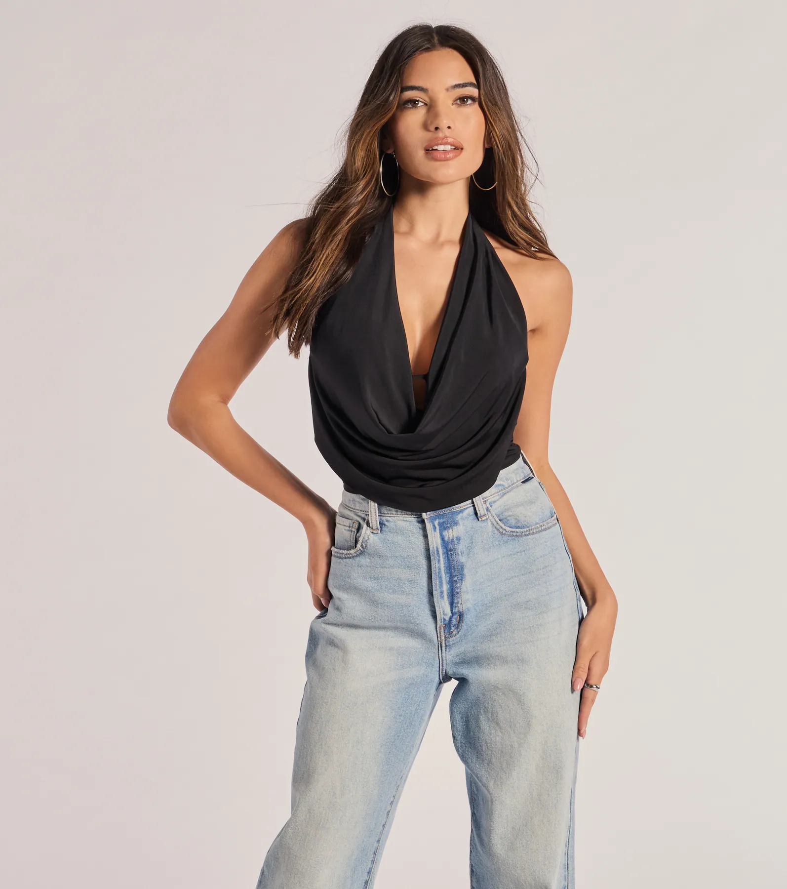 Take The Plunge Sleeveless Halter Crop Top - luluinthesky