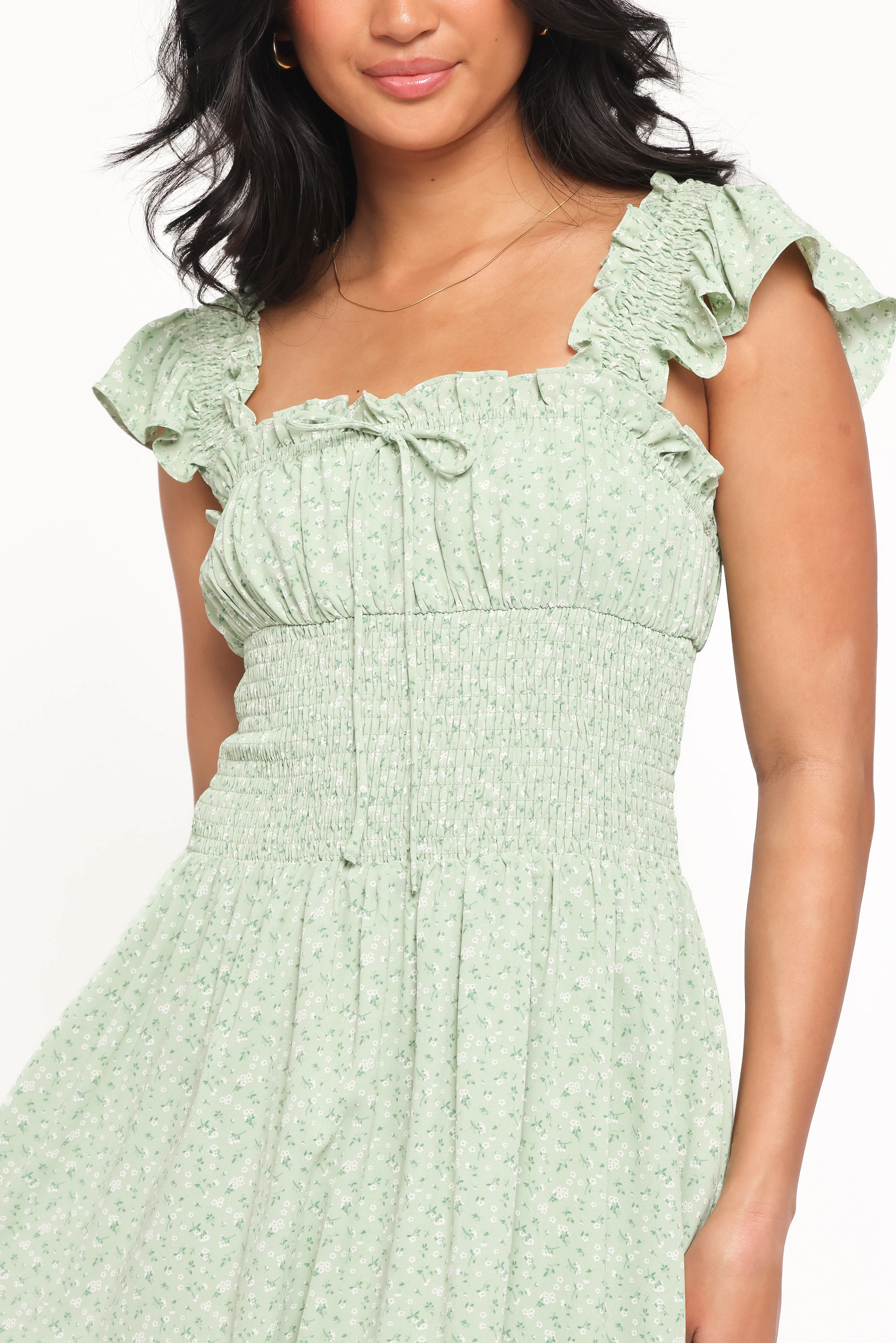 Bronte Midi Dress - Green Floral