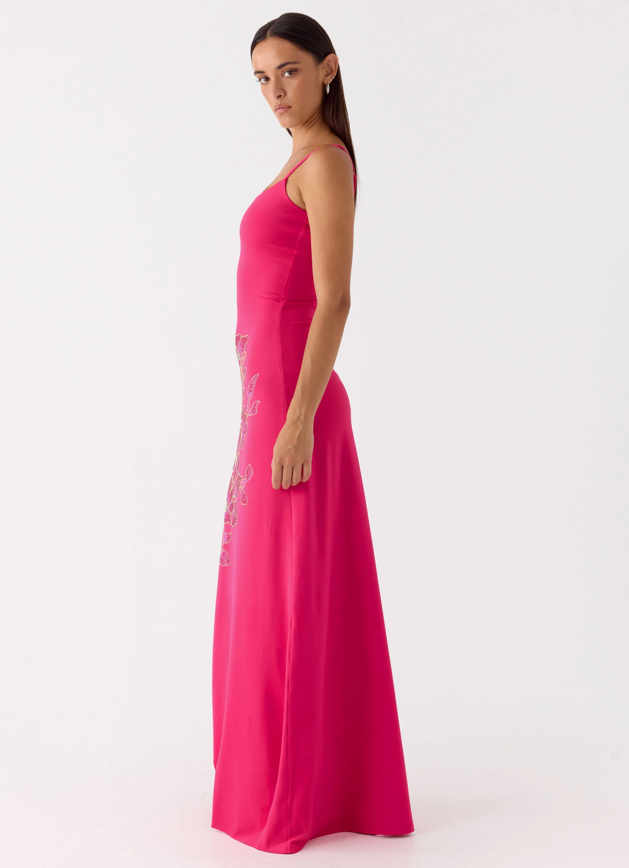 Carmine Embellished Maxi Dress - Fuchsia - luluinthesky