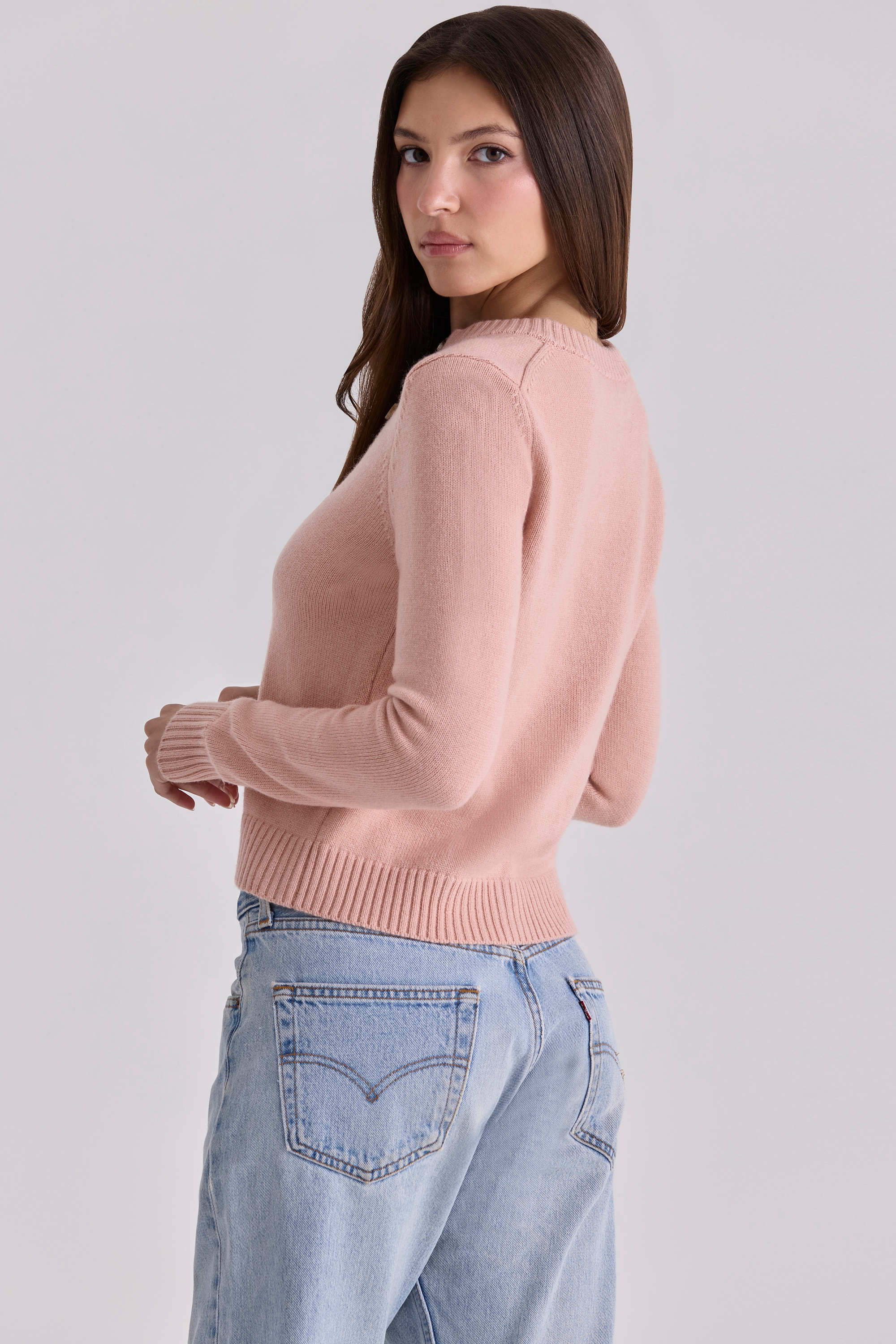 peach cashmere + merino wool cardigan