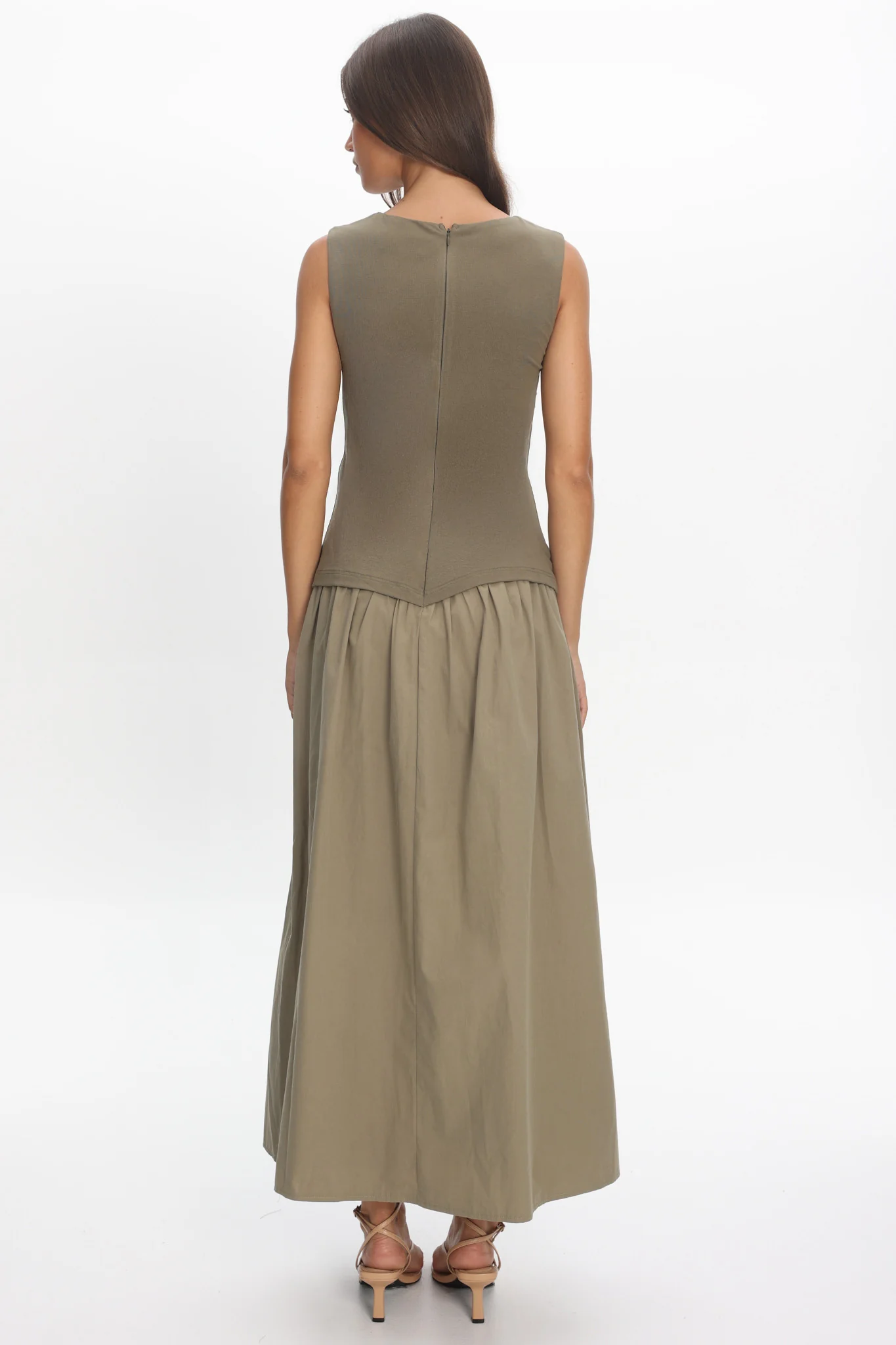 Keeeva Boatneck Maxi Dress Light Khaki