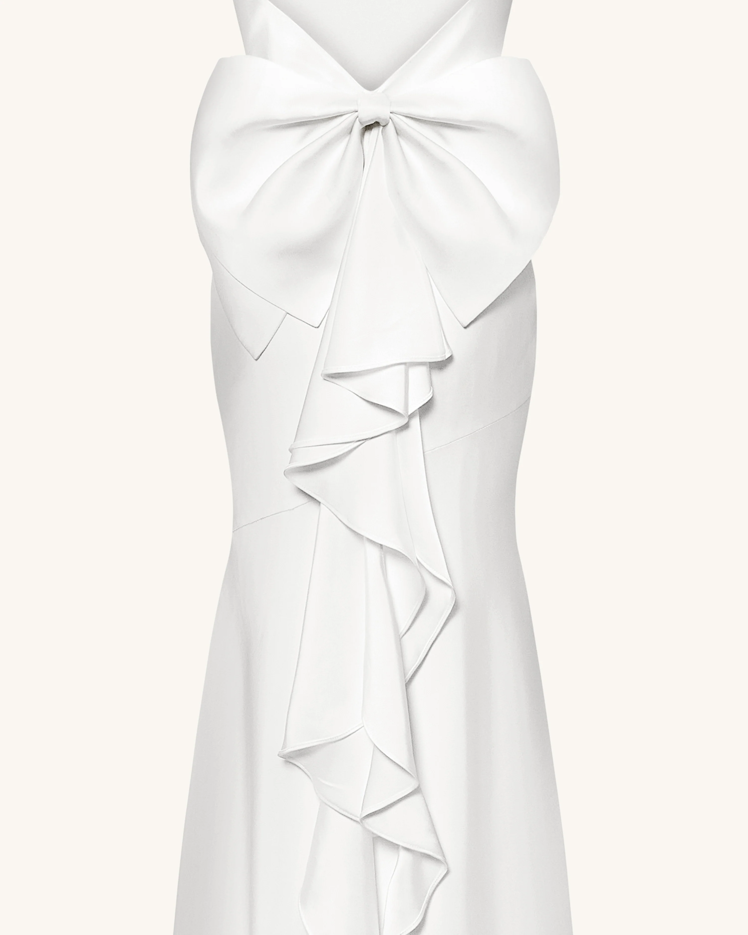 Satin Cowl-Neck Bow-Back Maxi Dress - White - FASHION NOB
