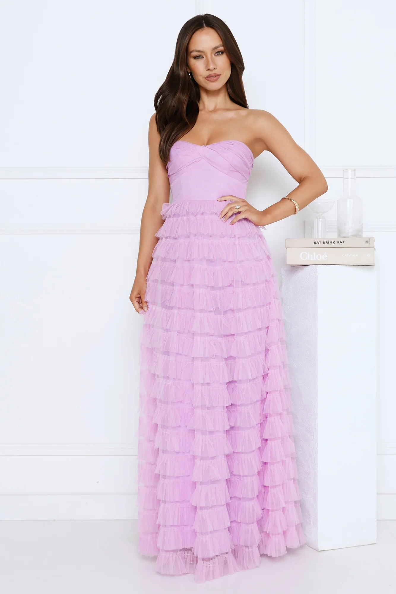 Lovers In Paris Strapless Tulle Maxi Dress Lilac