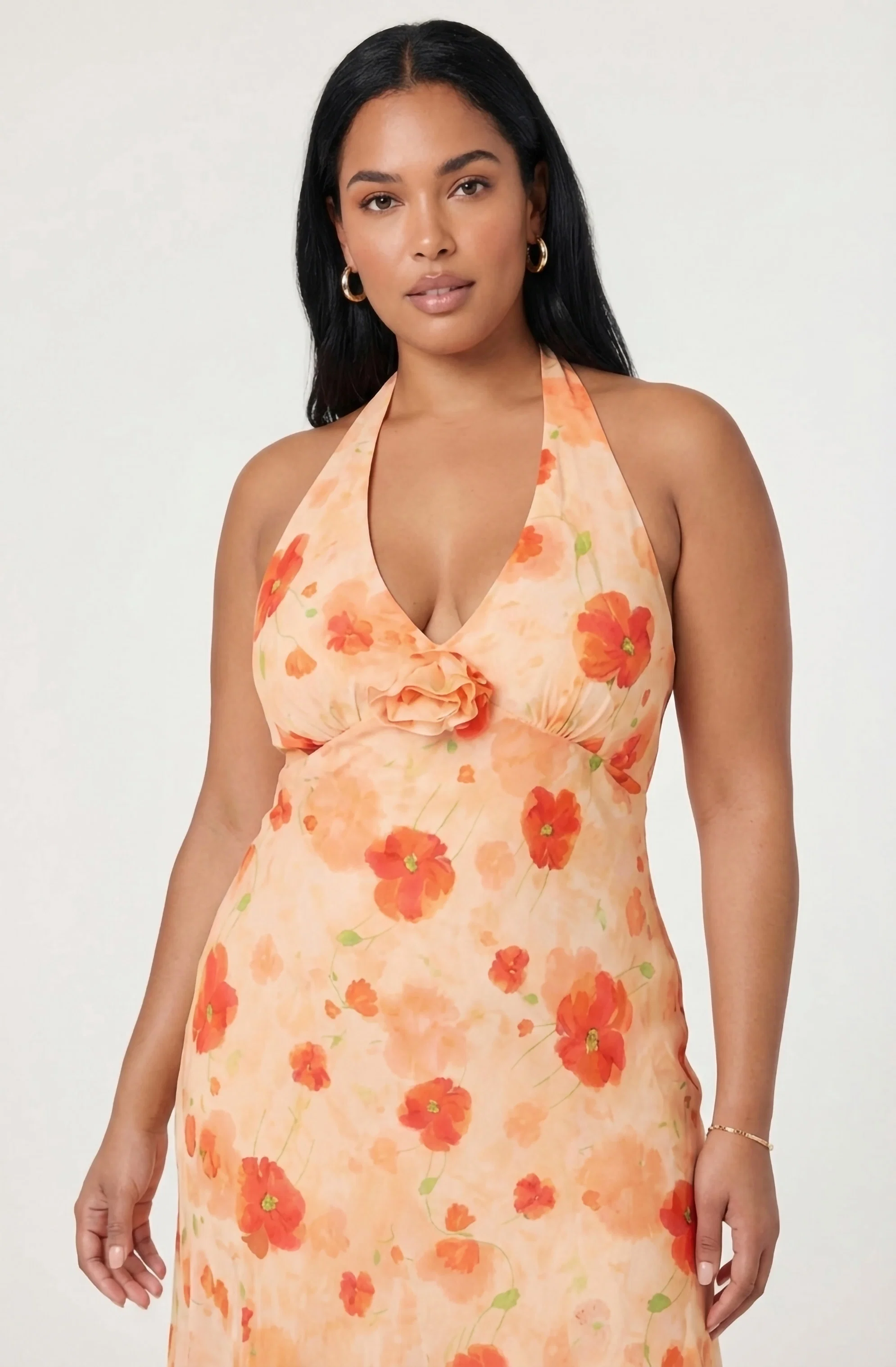 Yasmeen Floral Halter Godet Maxi Dress