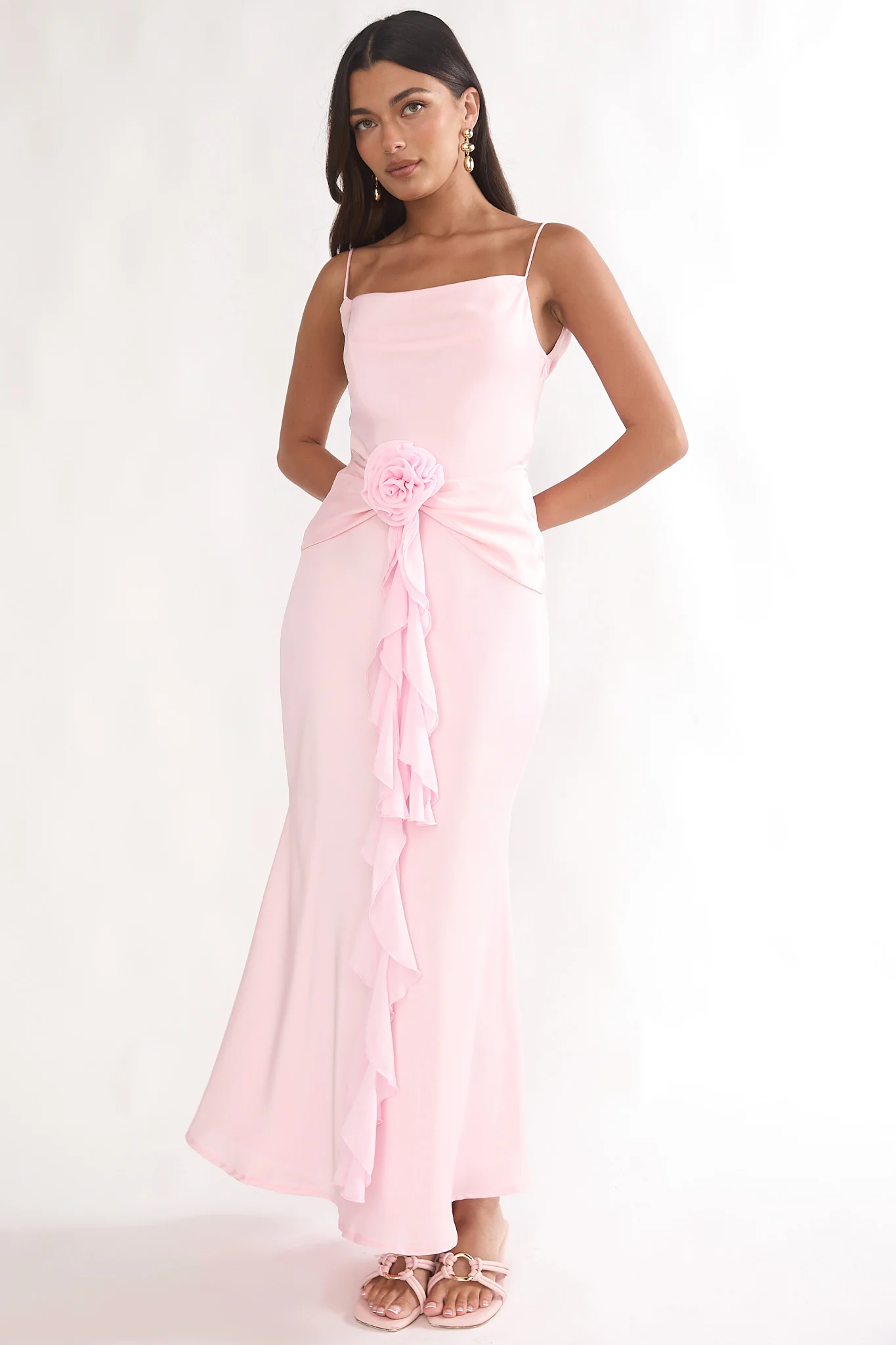 Mirenna Rosette Waist Maxi Dress Light Pink